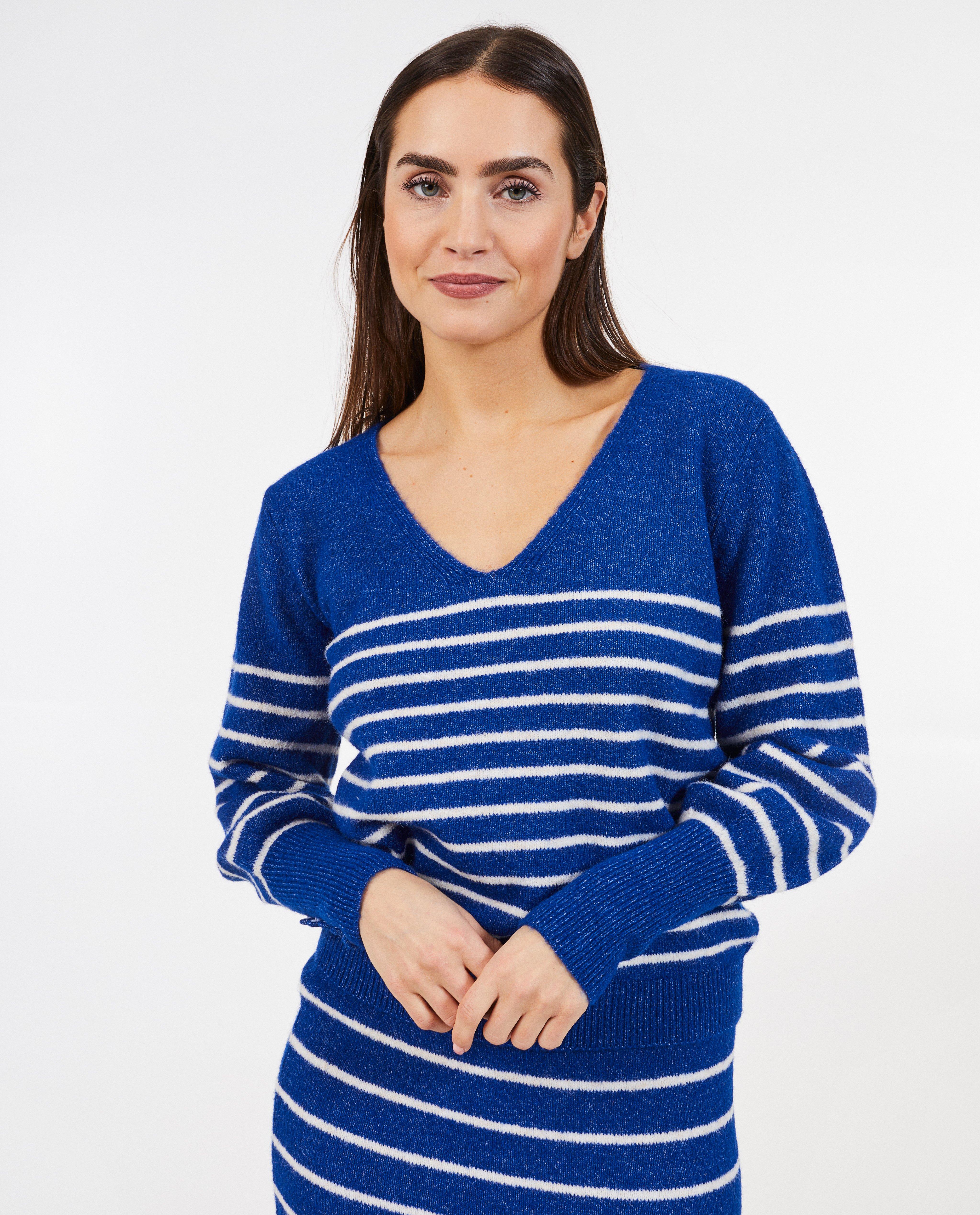 Pull &agrave; rayures - D&eacute;tails du produit - bleu fonc&eacute; - image num&eacute;ro 1