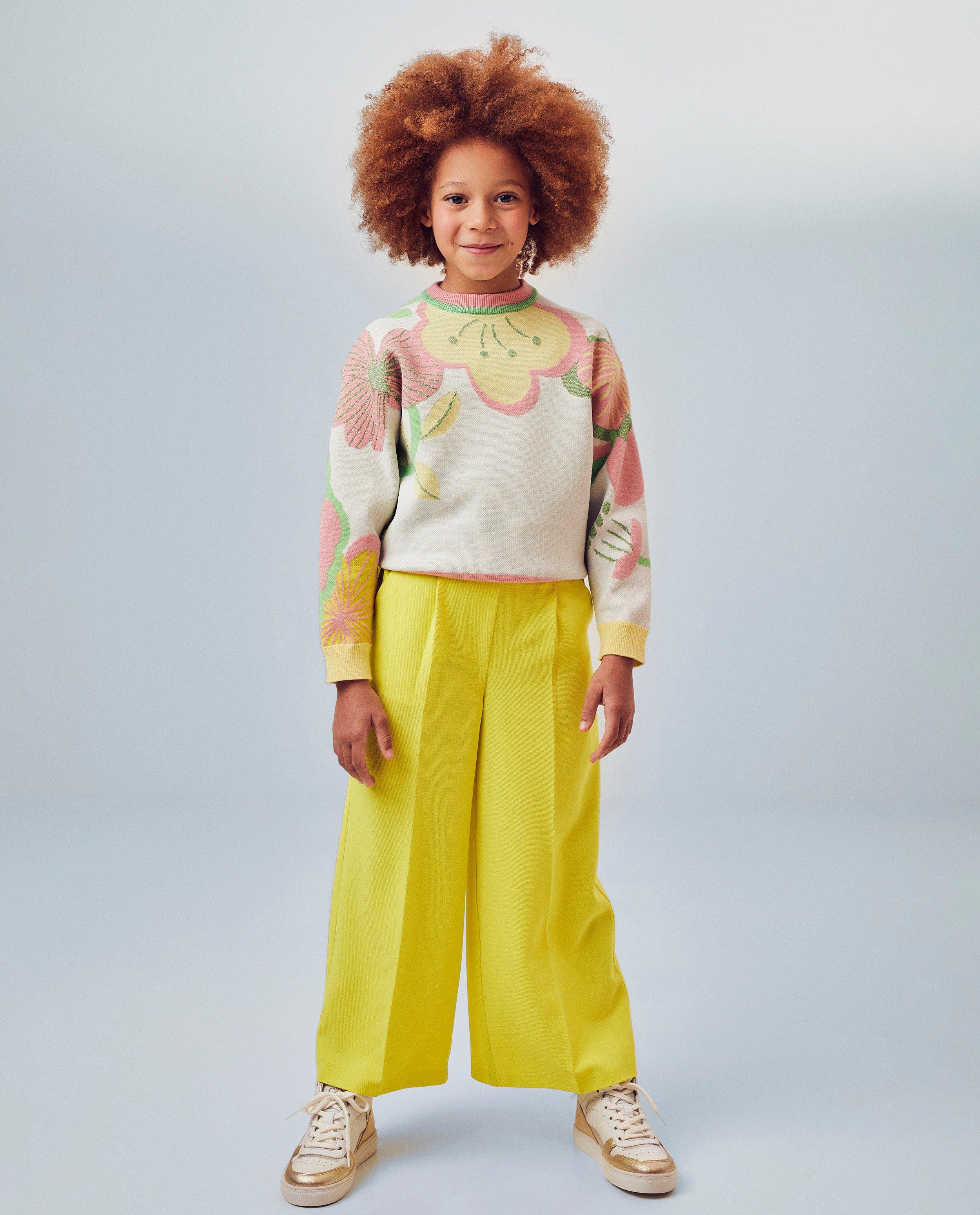 Gele broek, wide leg fit, feest - null - CKS
