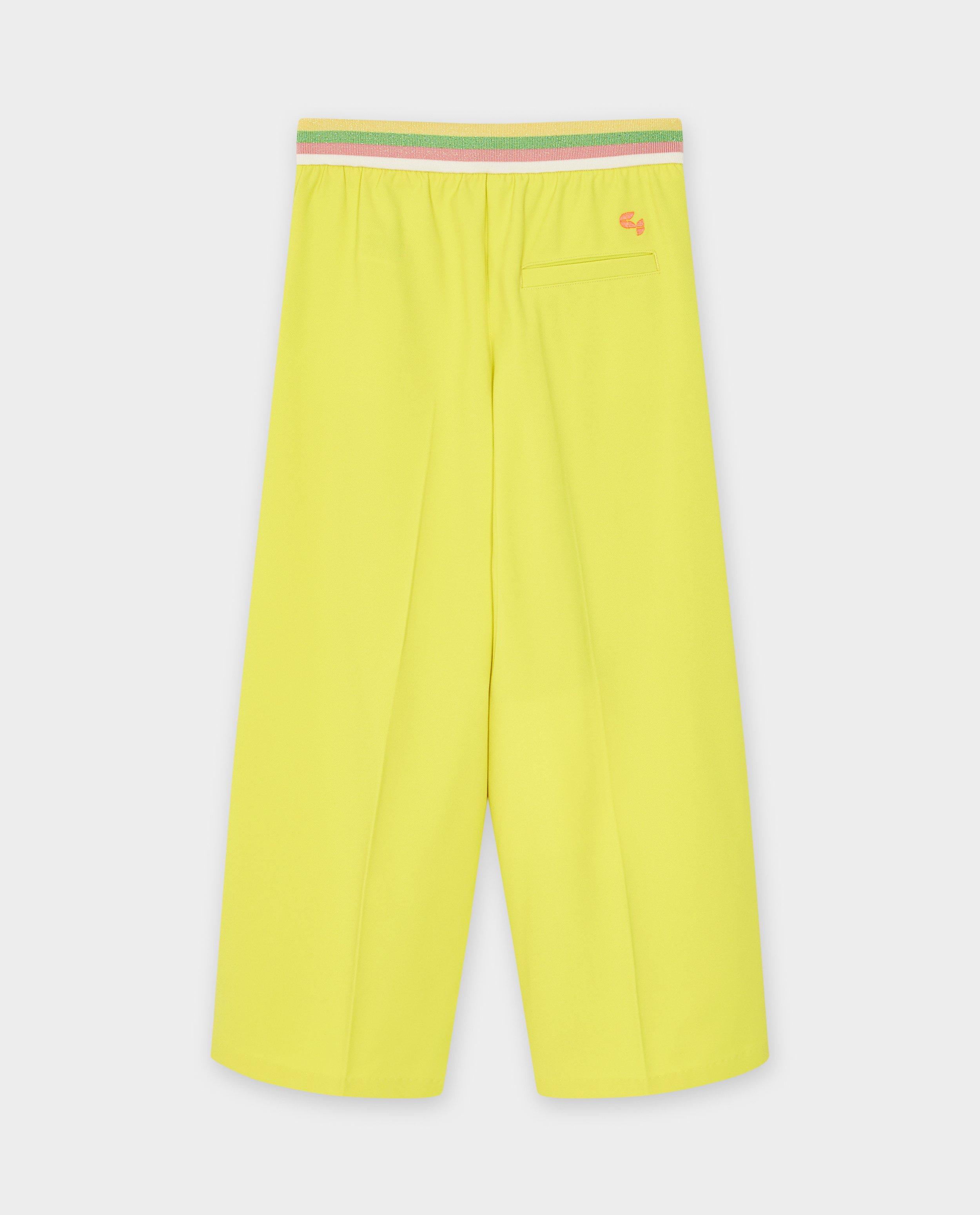 Broeken - Gele broek, wide leg fit, feest