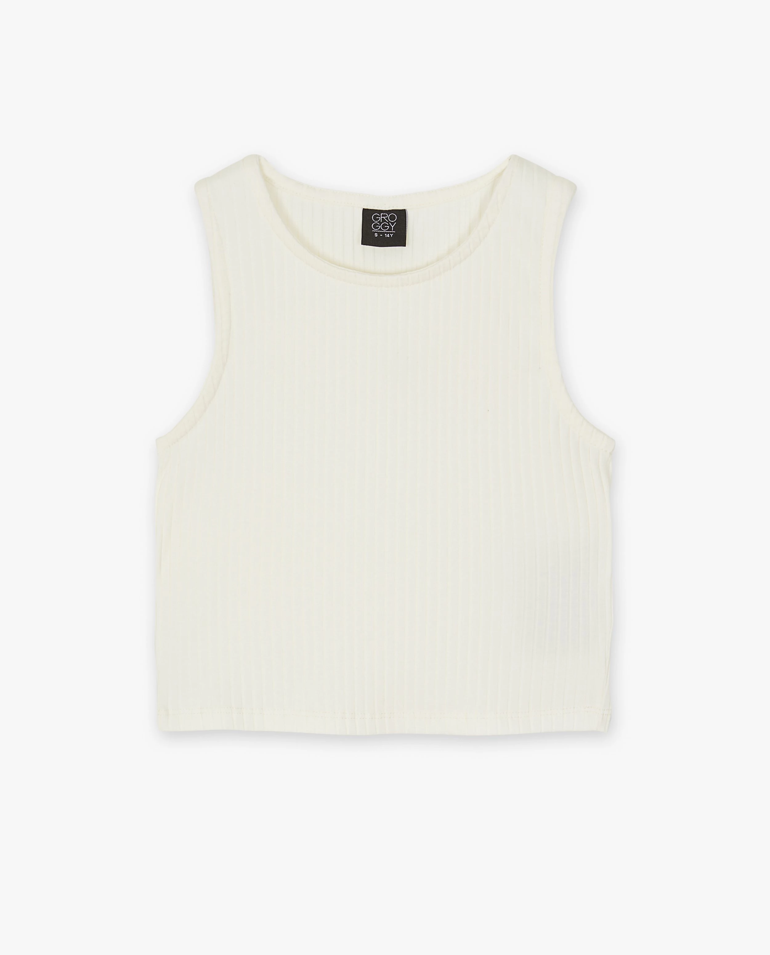 Top met rib, cropped fit