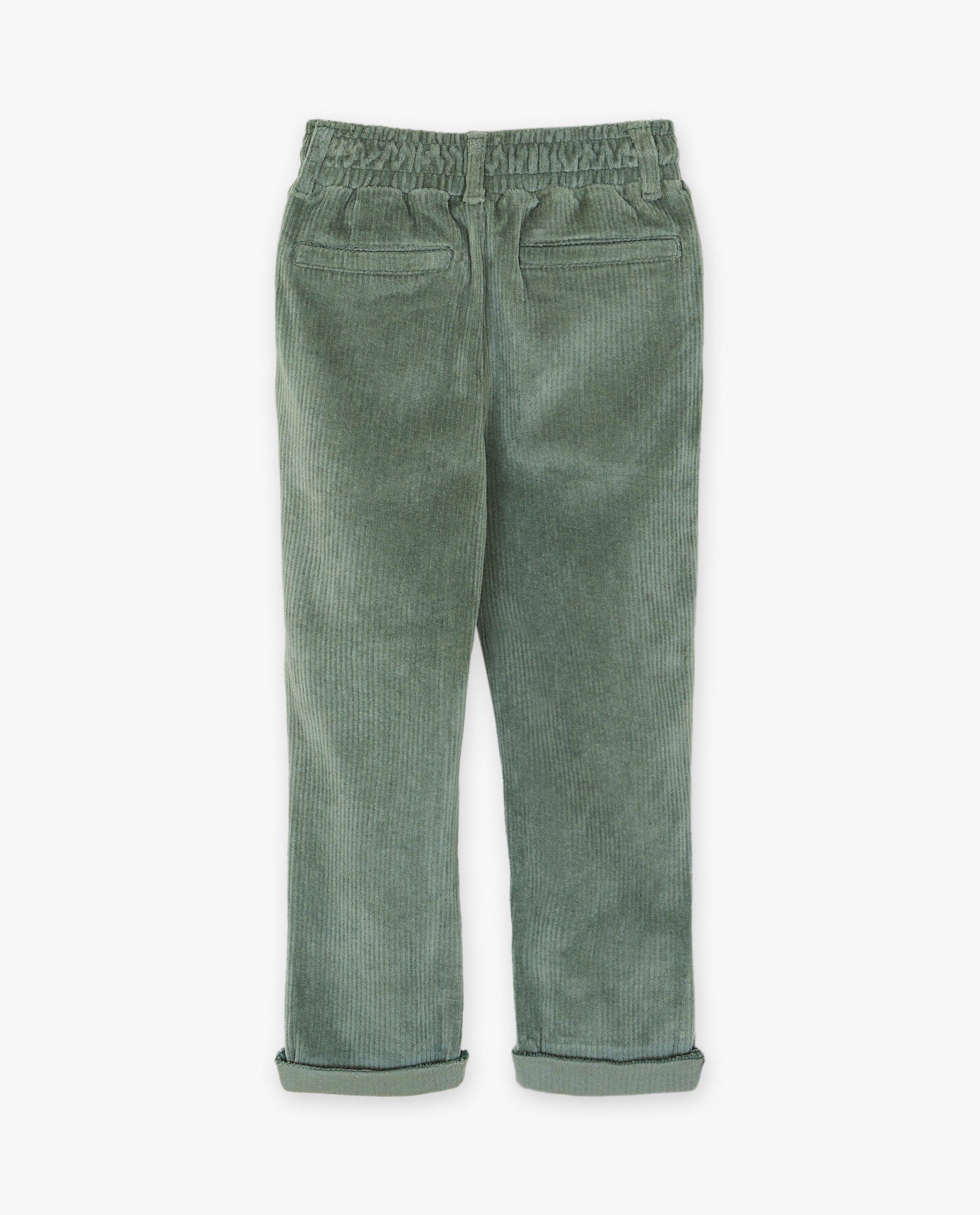 Pantalon vert en velours c&ocirc;tel&eacute; - D&eacute;tails du produit - khaki - image num&eacute;ro 4