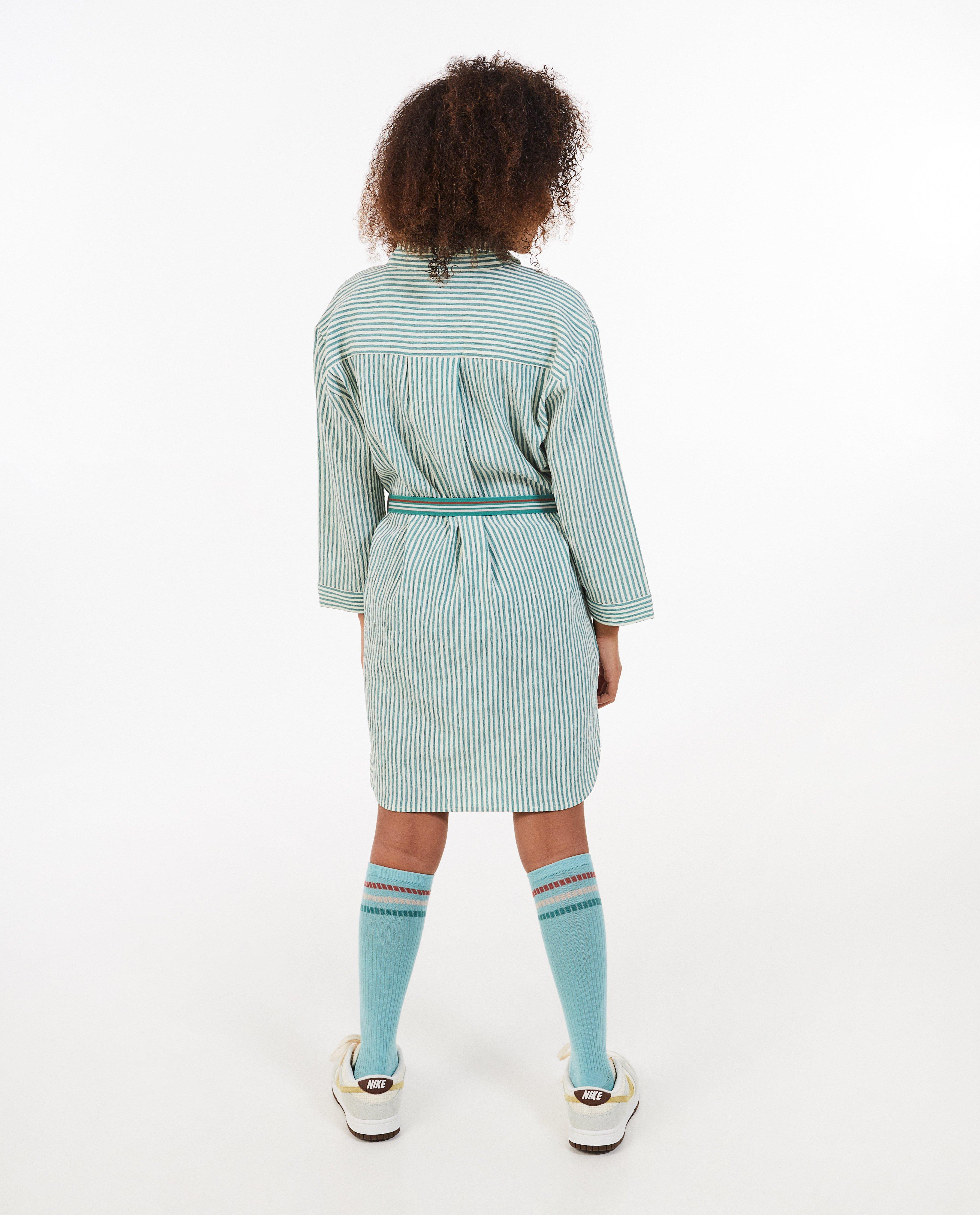 Gestreepte jurk met structuur - Product Detail - khaki - afbeelding nummer 2