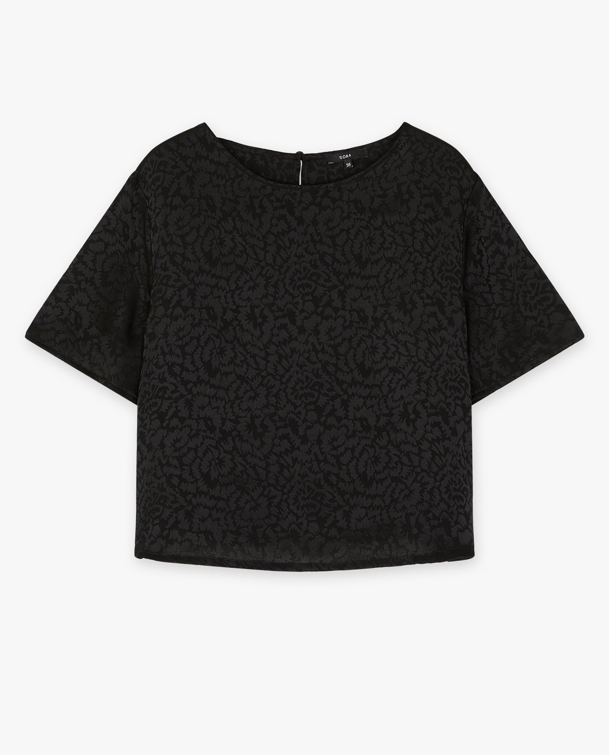 Hemden - Zwarte blouse met bloemenprint