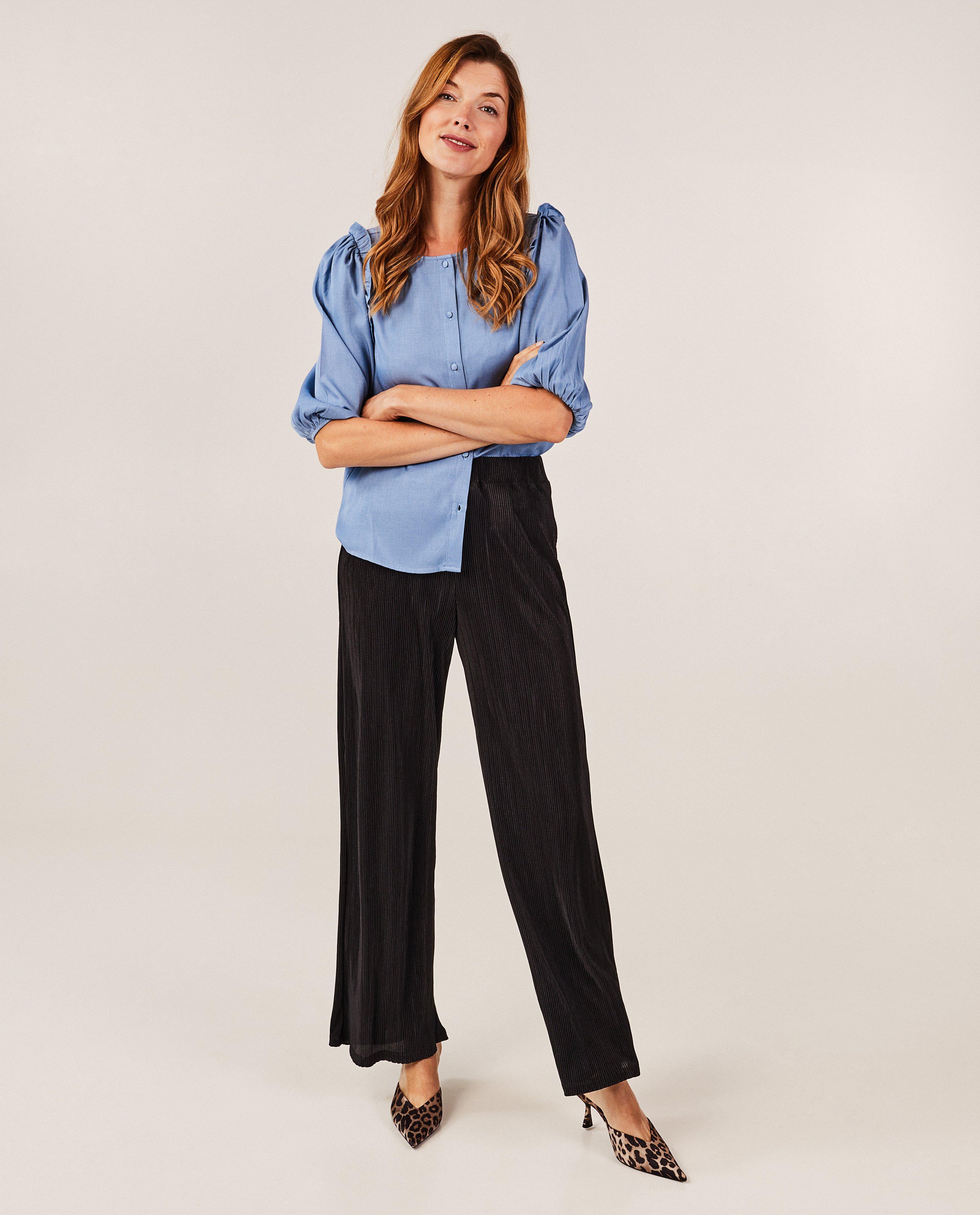 Broeken - Zwarte plissé-broek
