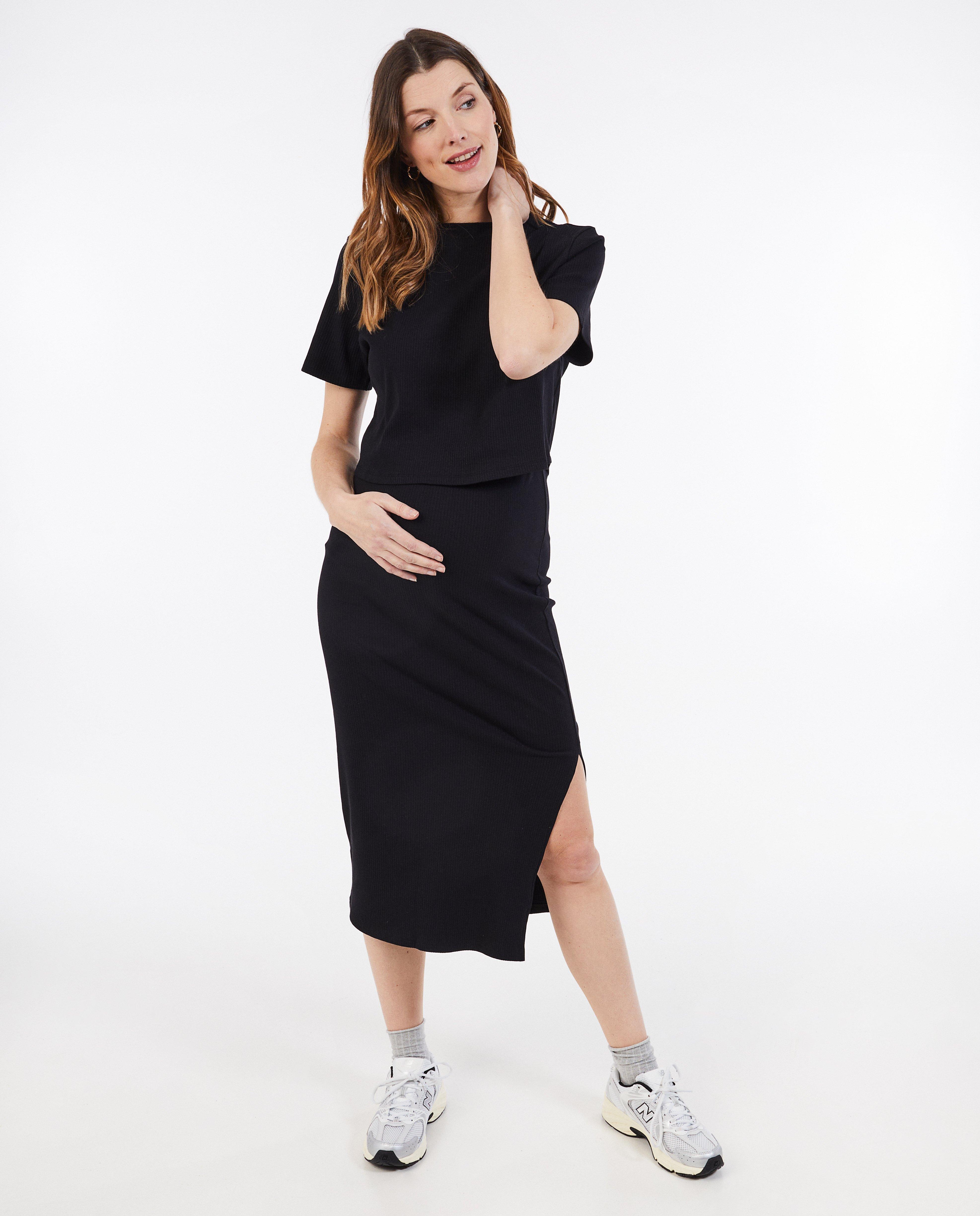 Jupe noire à fines côtes, grossesse - null - Atelier Maman