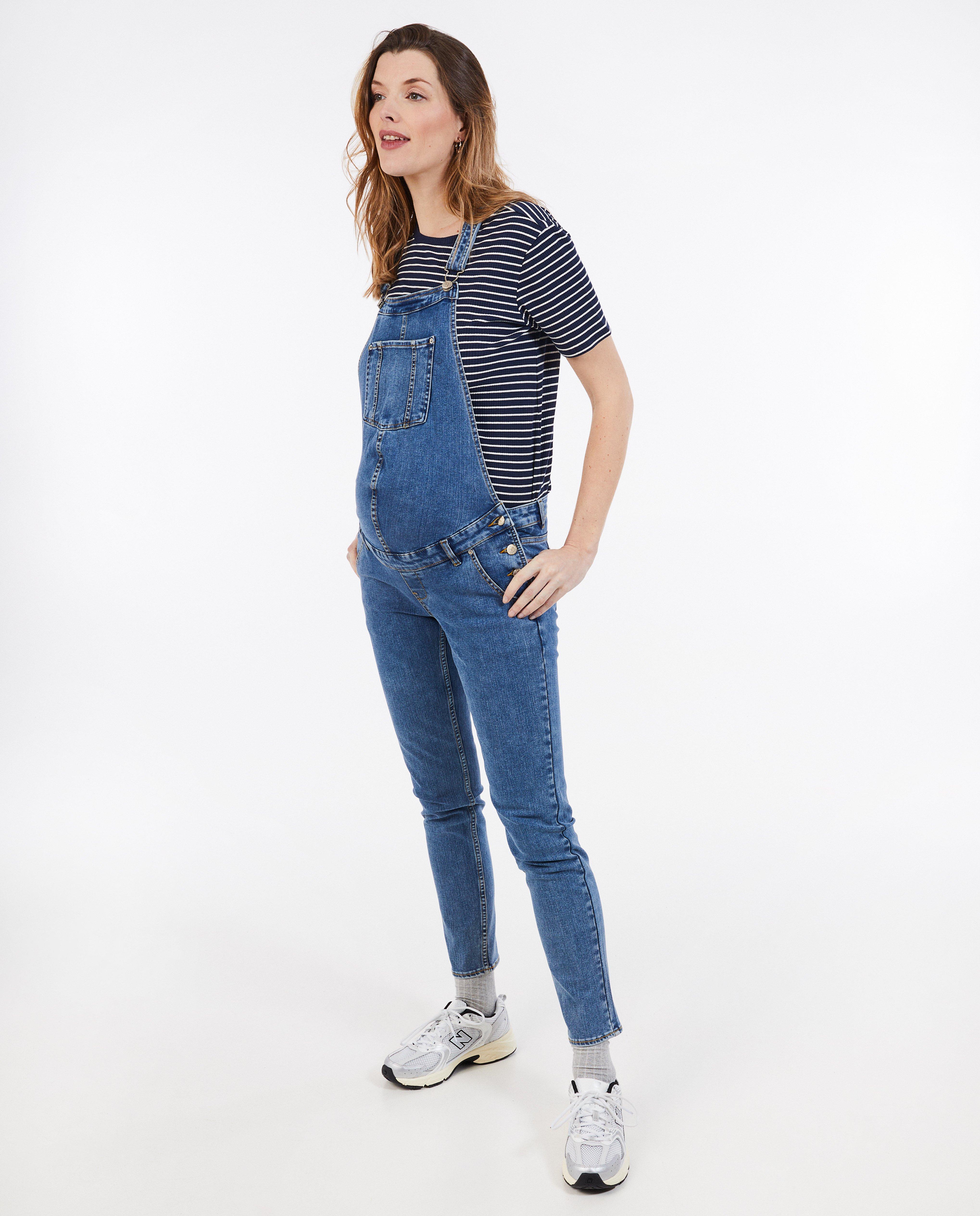 Salopette bleue en jeans, grossesse - null - Atelier Maman