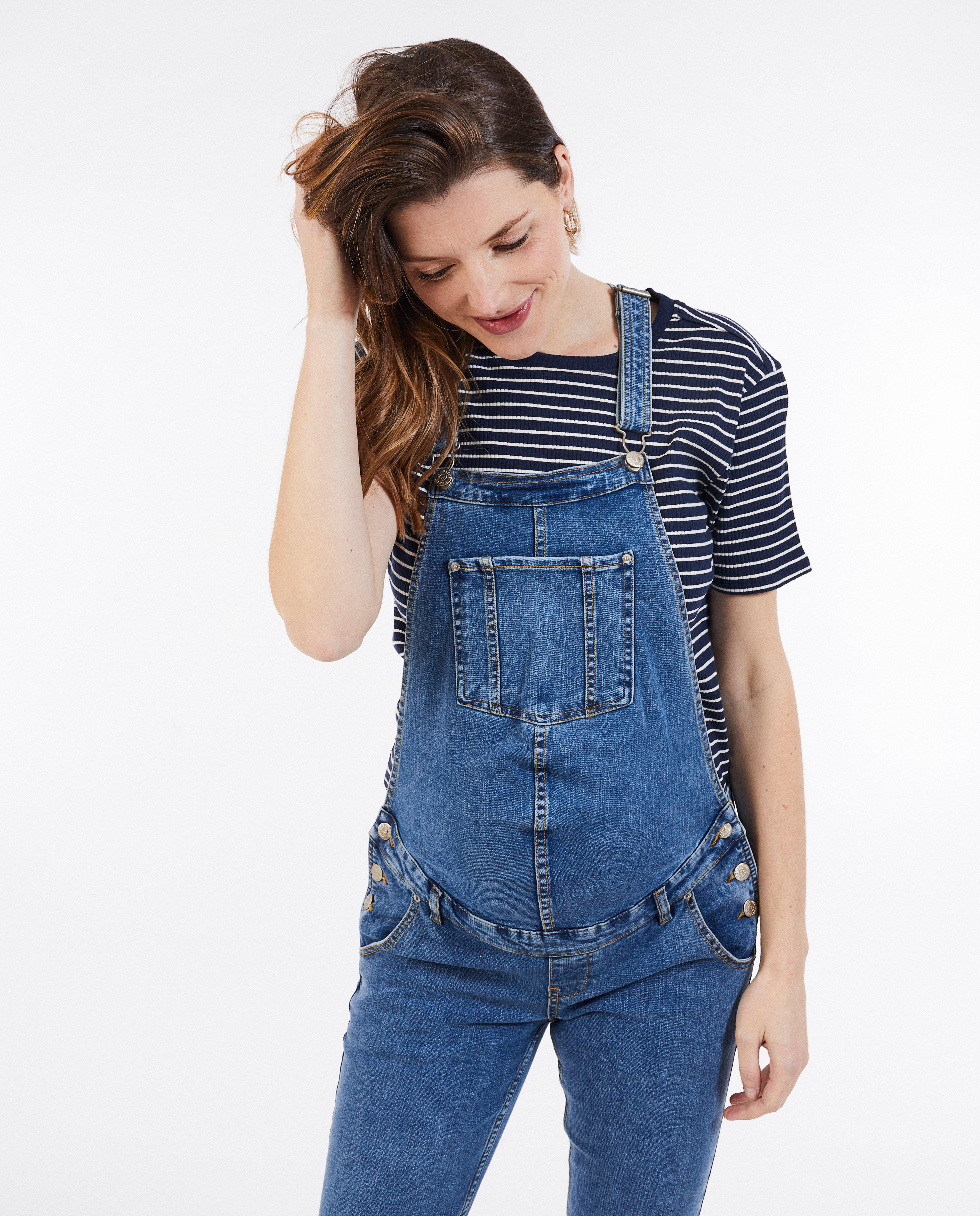 Combinaisons - Salopette bleue en jeans, grossesse