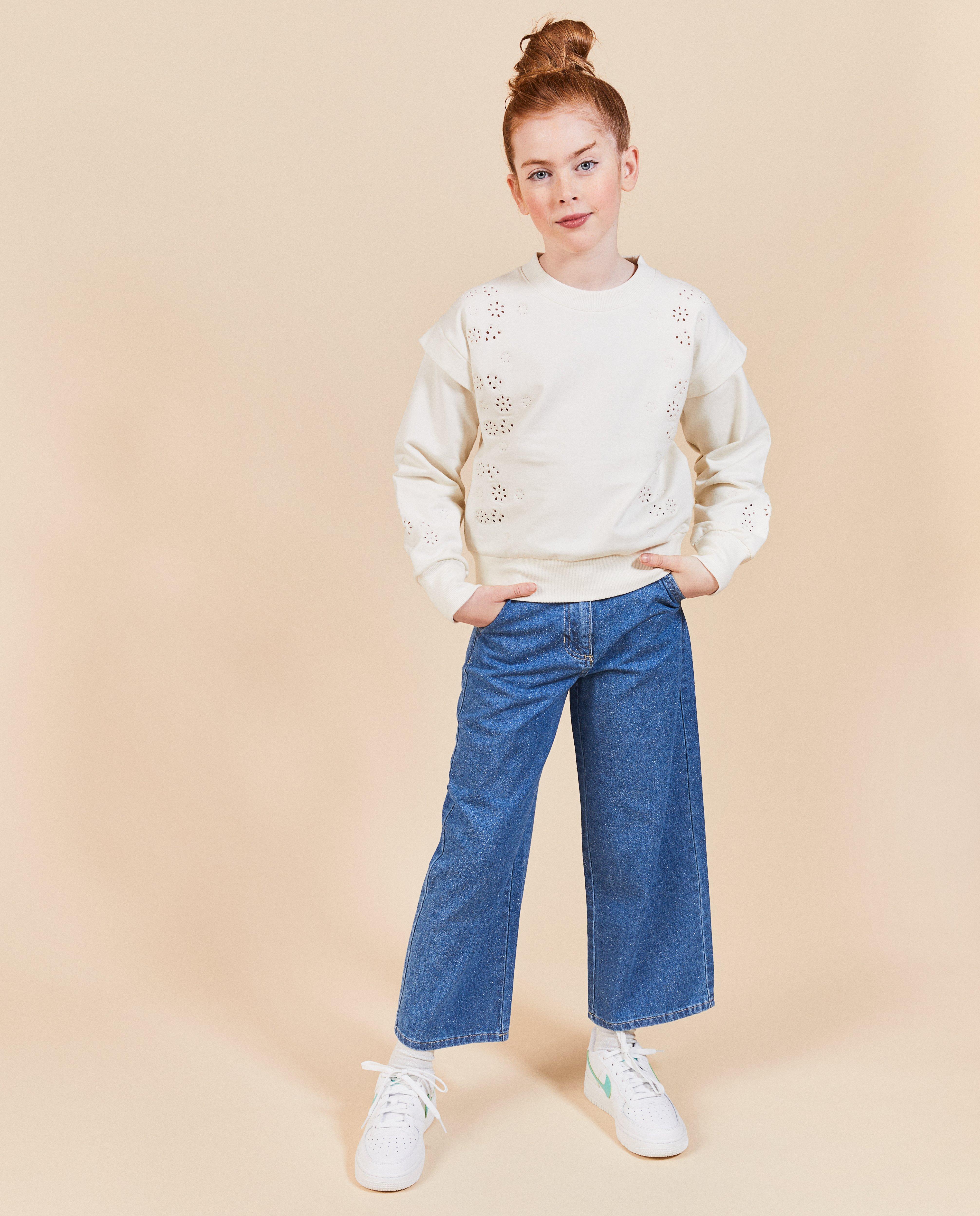 Blauwe jeans met glitters, straight fit, feest - null - Milla Star