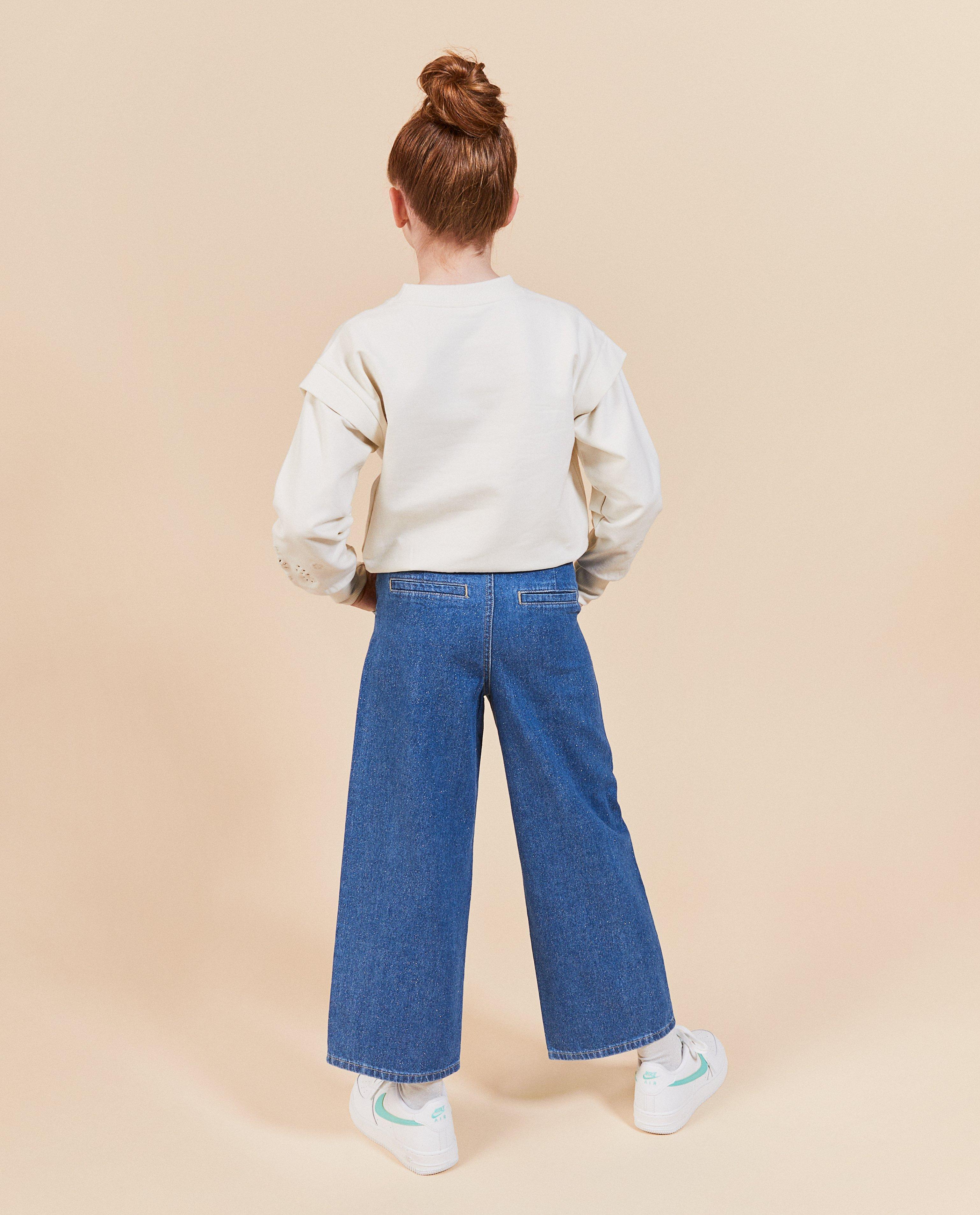 Jeans - Blauwe jeans met glitters, straight fit, feest