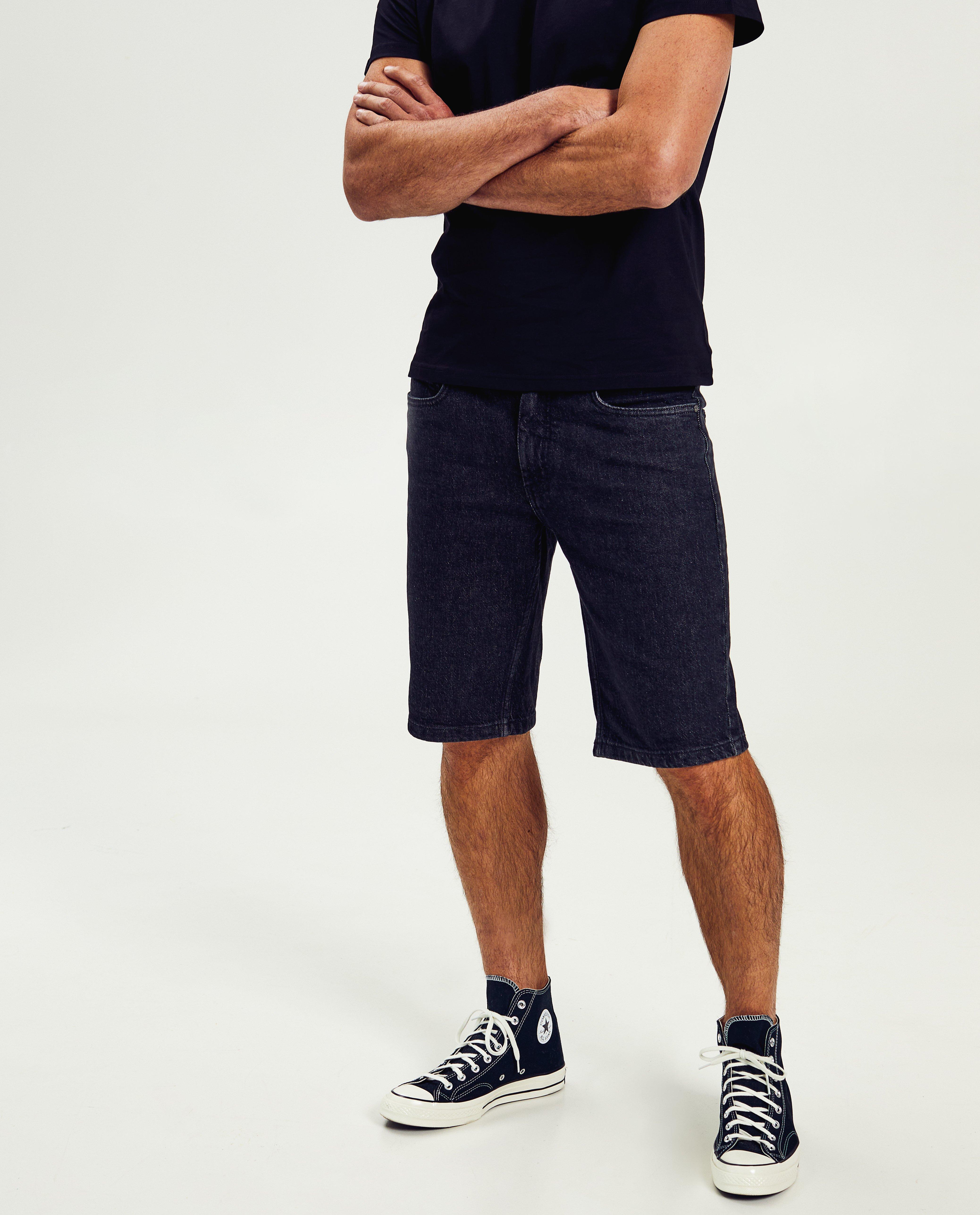 Shorten - Zwarte jeansshort, slim fit
