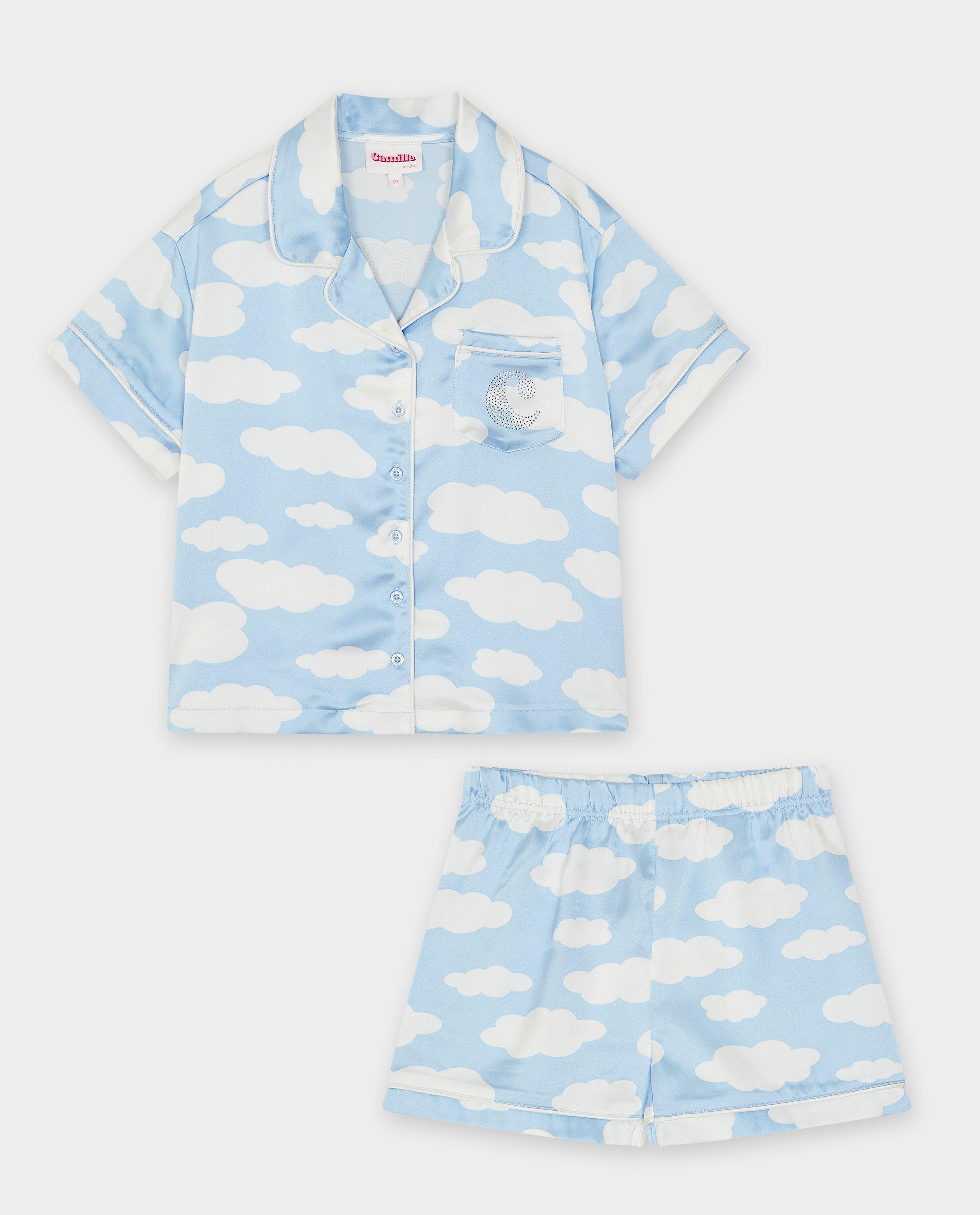 Pyjamas - Pyjama en satin avec un imprimé de nuages, 6-14 ans