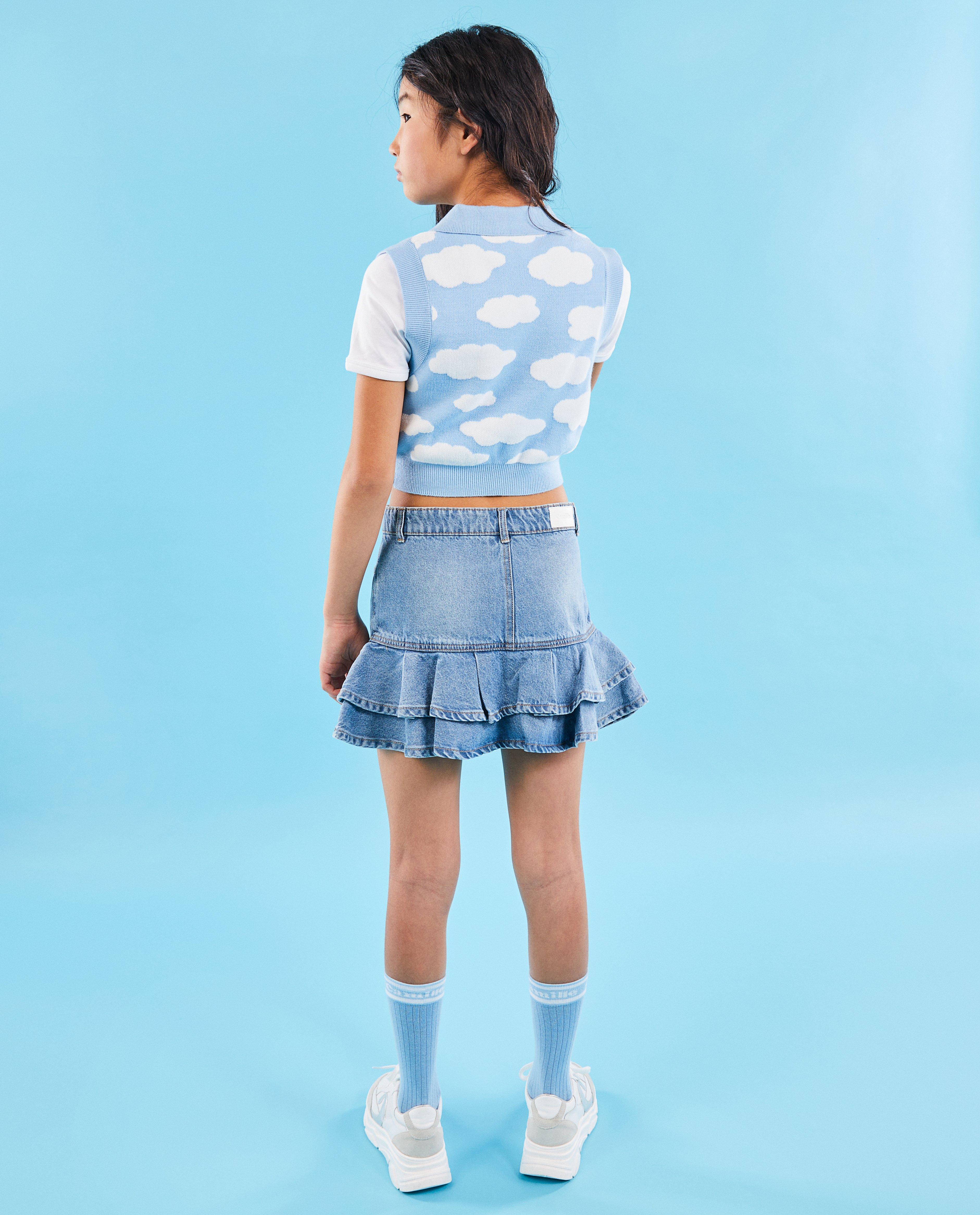 Truien - Debardeur met wolkprint, cropped fit, 6-14 jaar