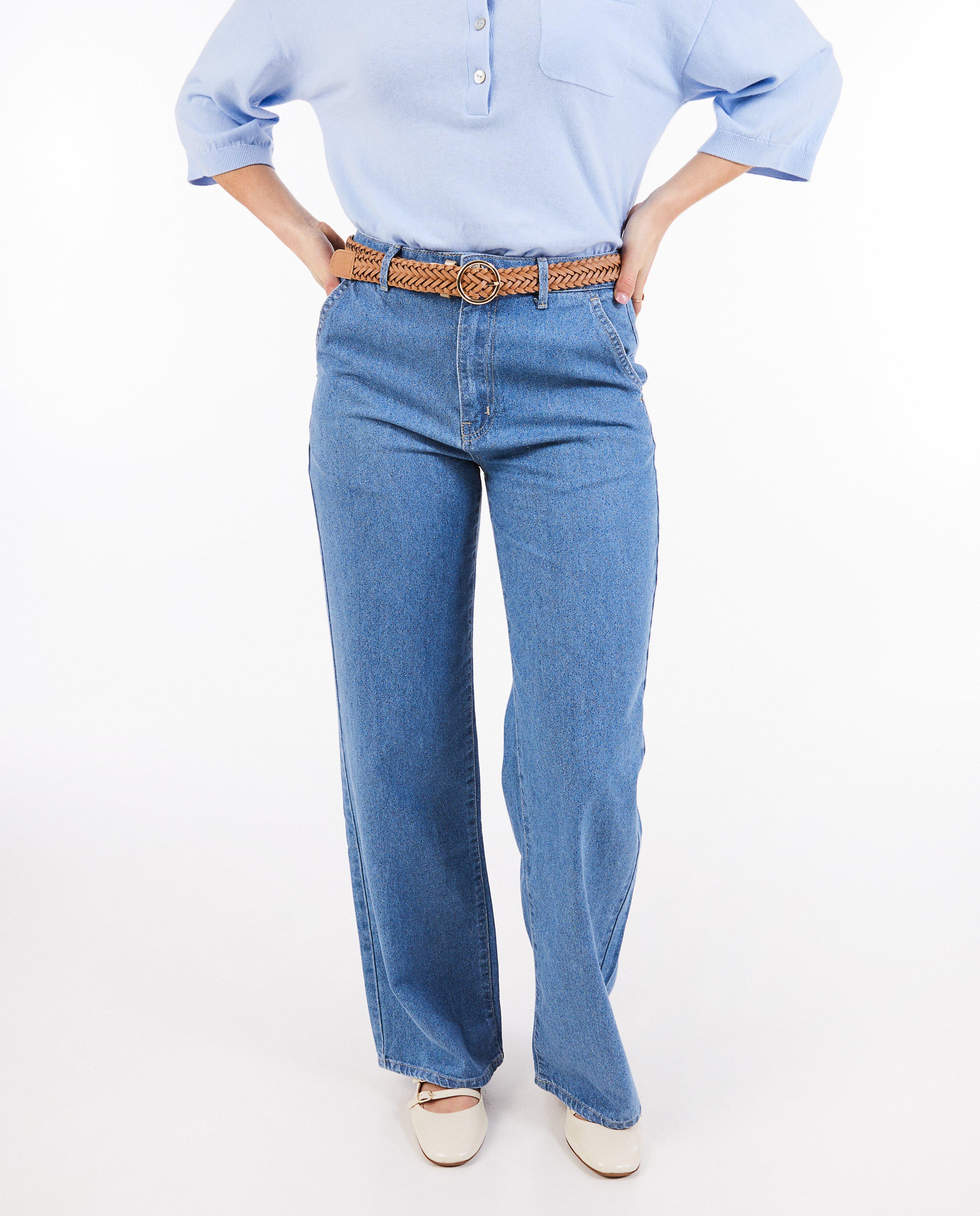 Jeans - Blauwe jeans met glitter, bootcut fit