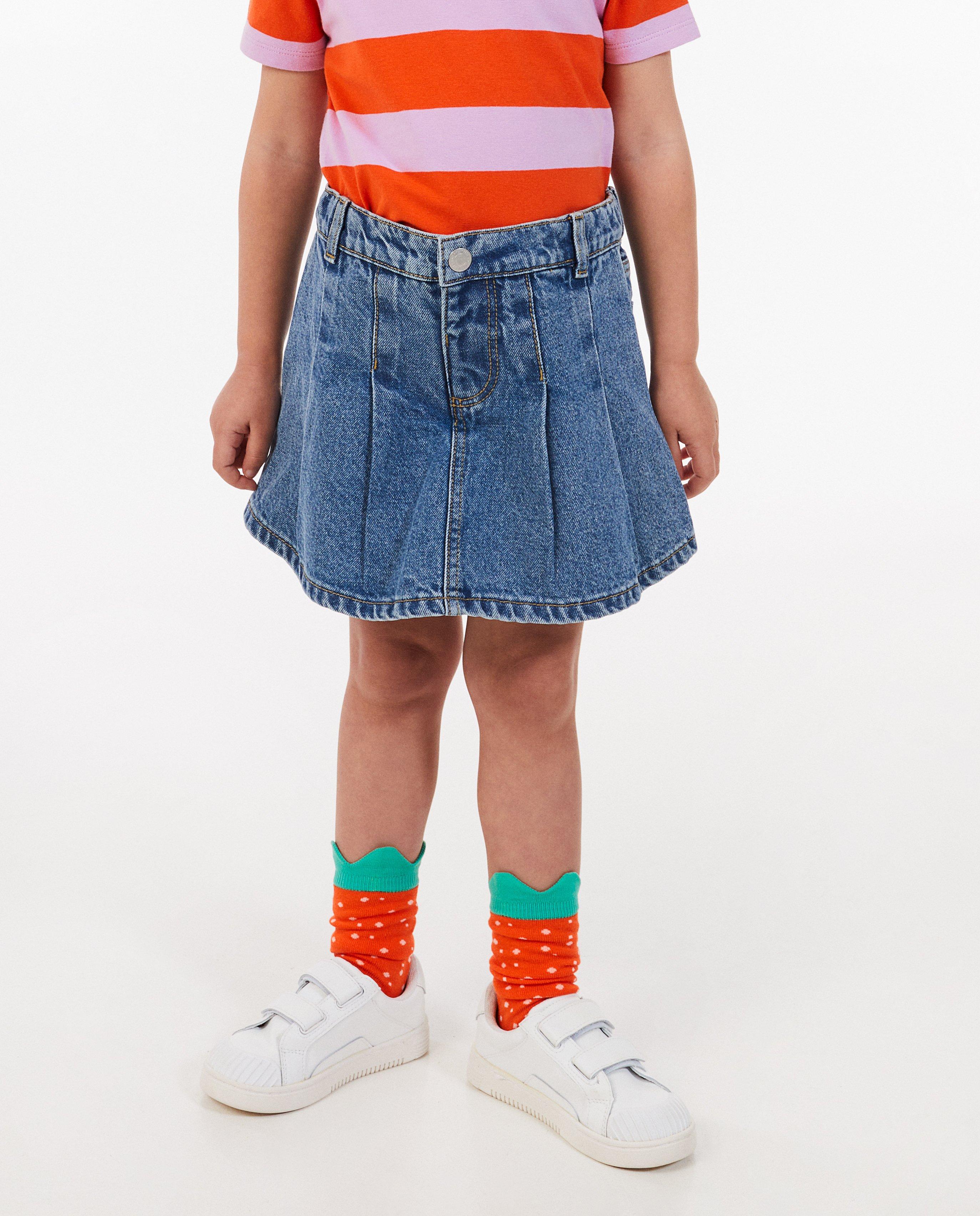 Rokken - Denim skort met plooien
