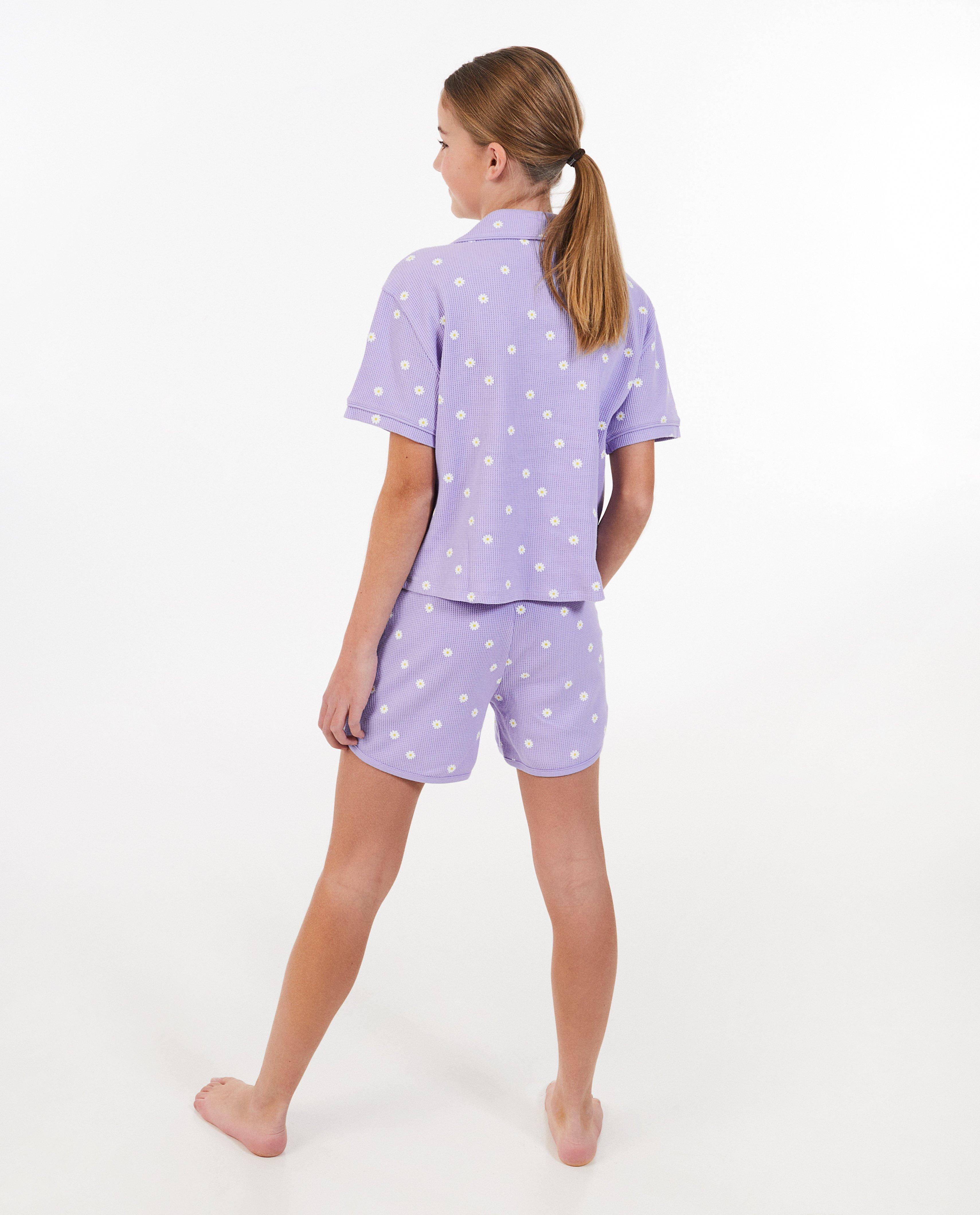 Nachtkleding - Paarse pyjama met wafelstructuur
