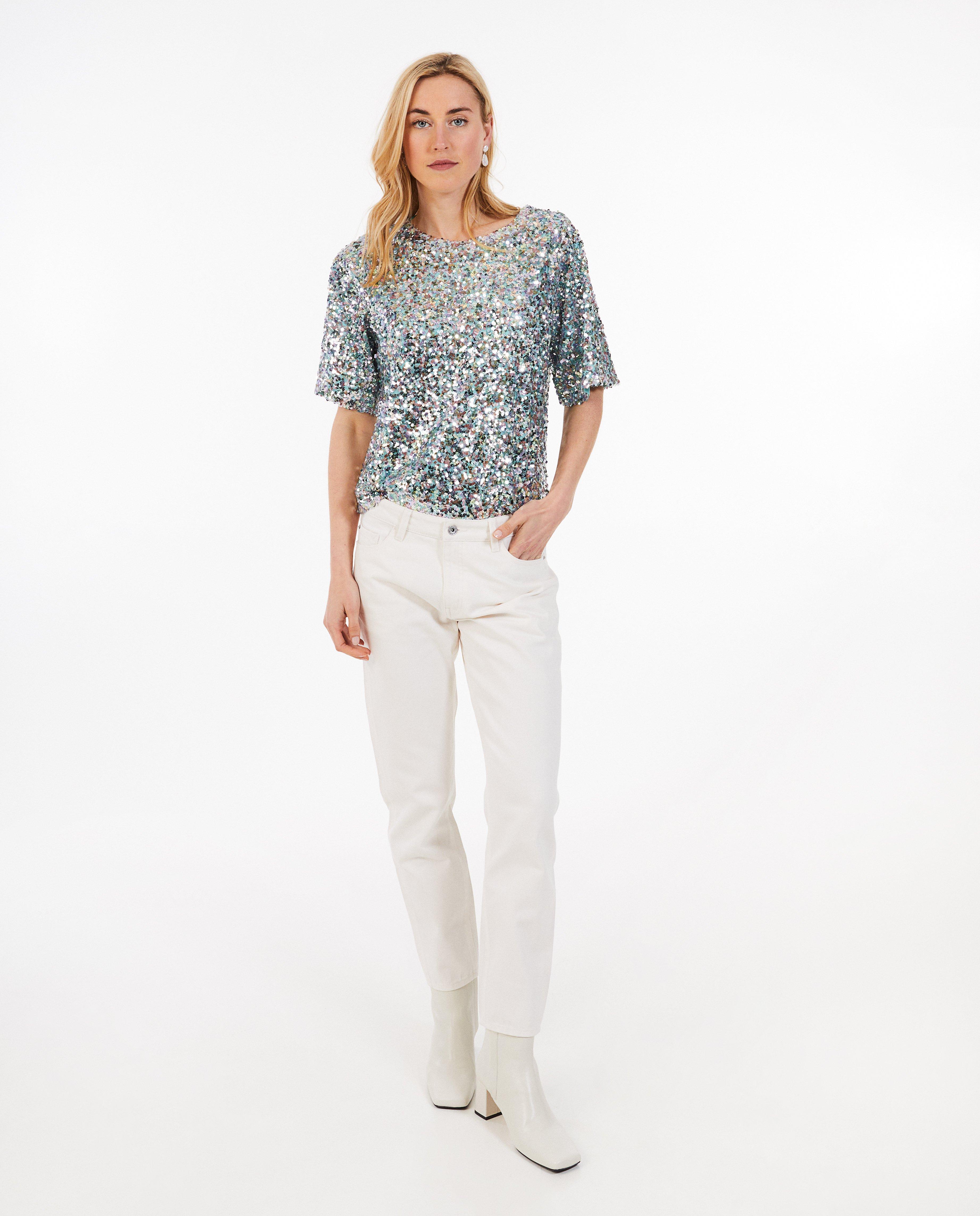 T-shirt &agrave; paillettes - D&eacute;tails du produit - gris - image num&eacute;ro 5