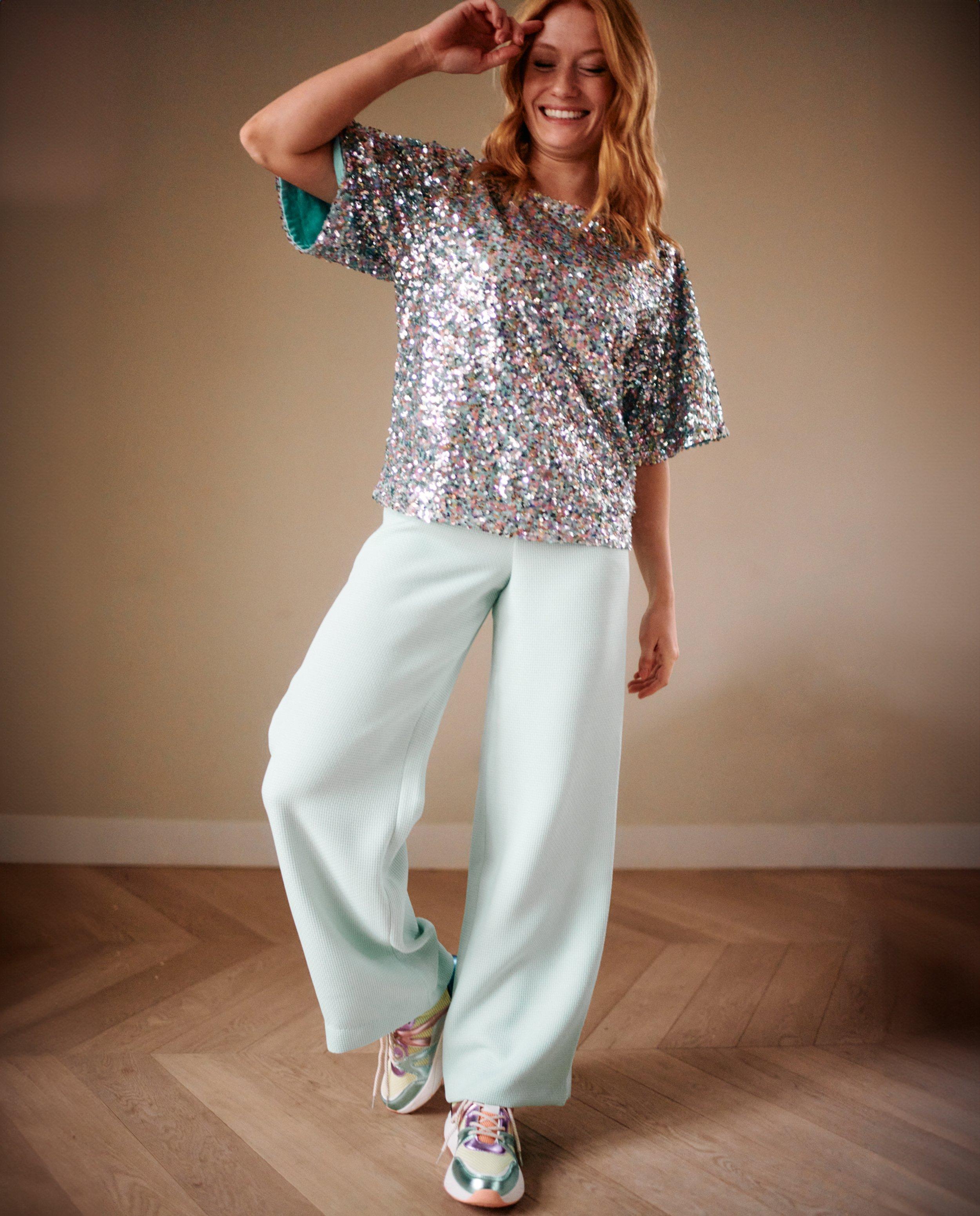Lichtgroene broek, wide fit - null - Sora