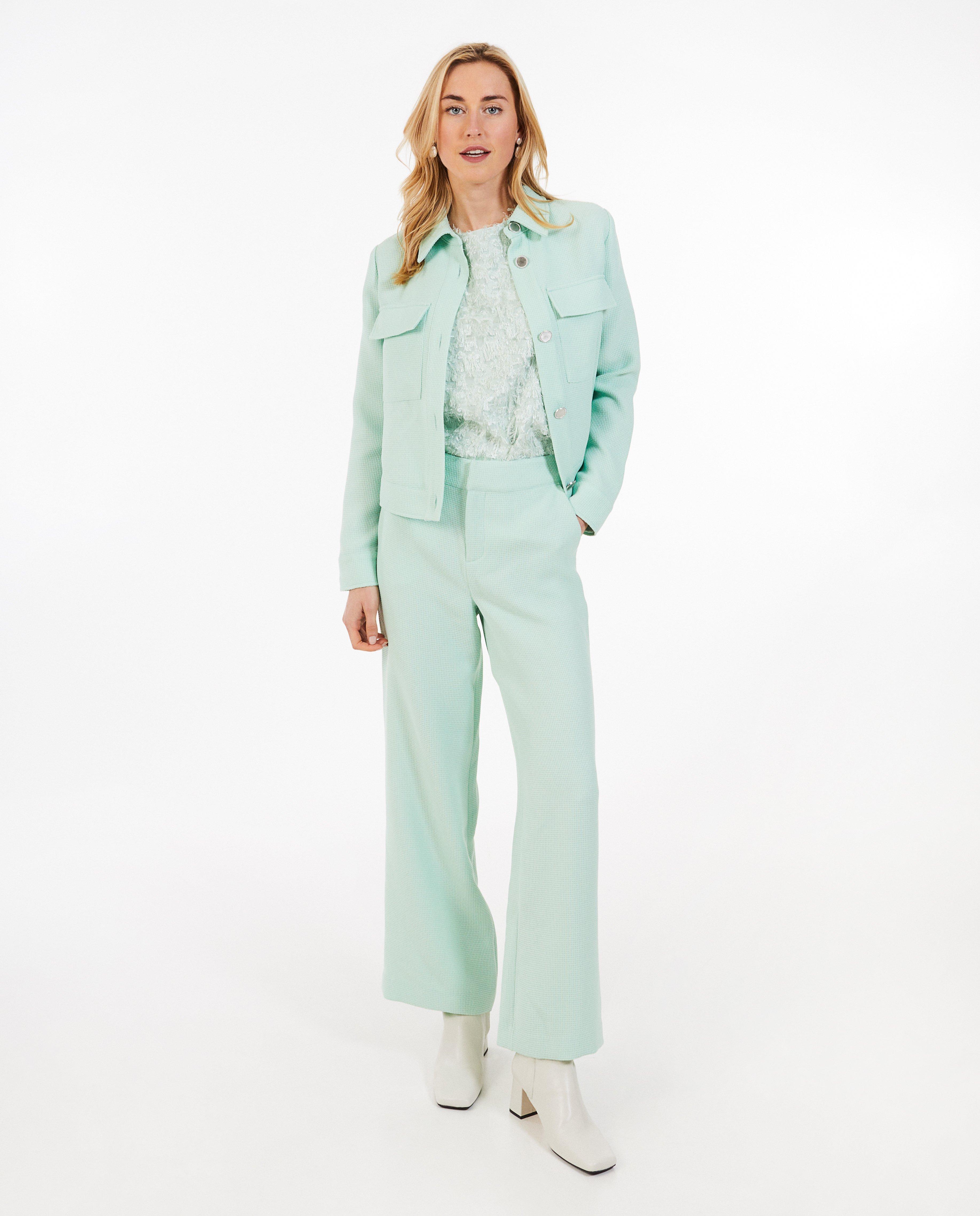 Broeken - Lichtgroene broek, wide fit