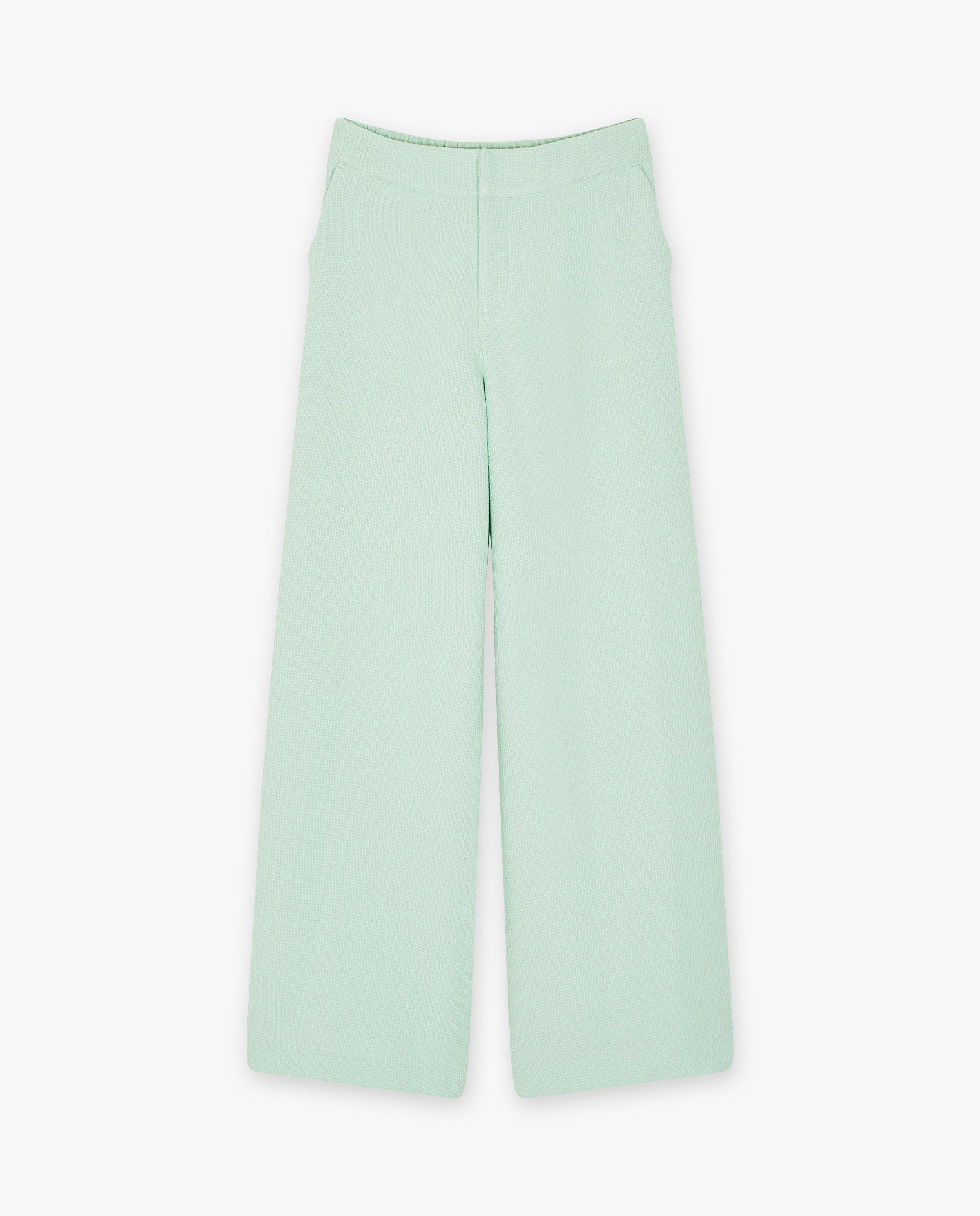 Broeken - Lichtgroene broek, wide fit