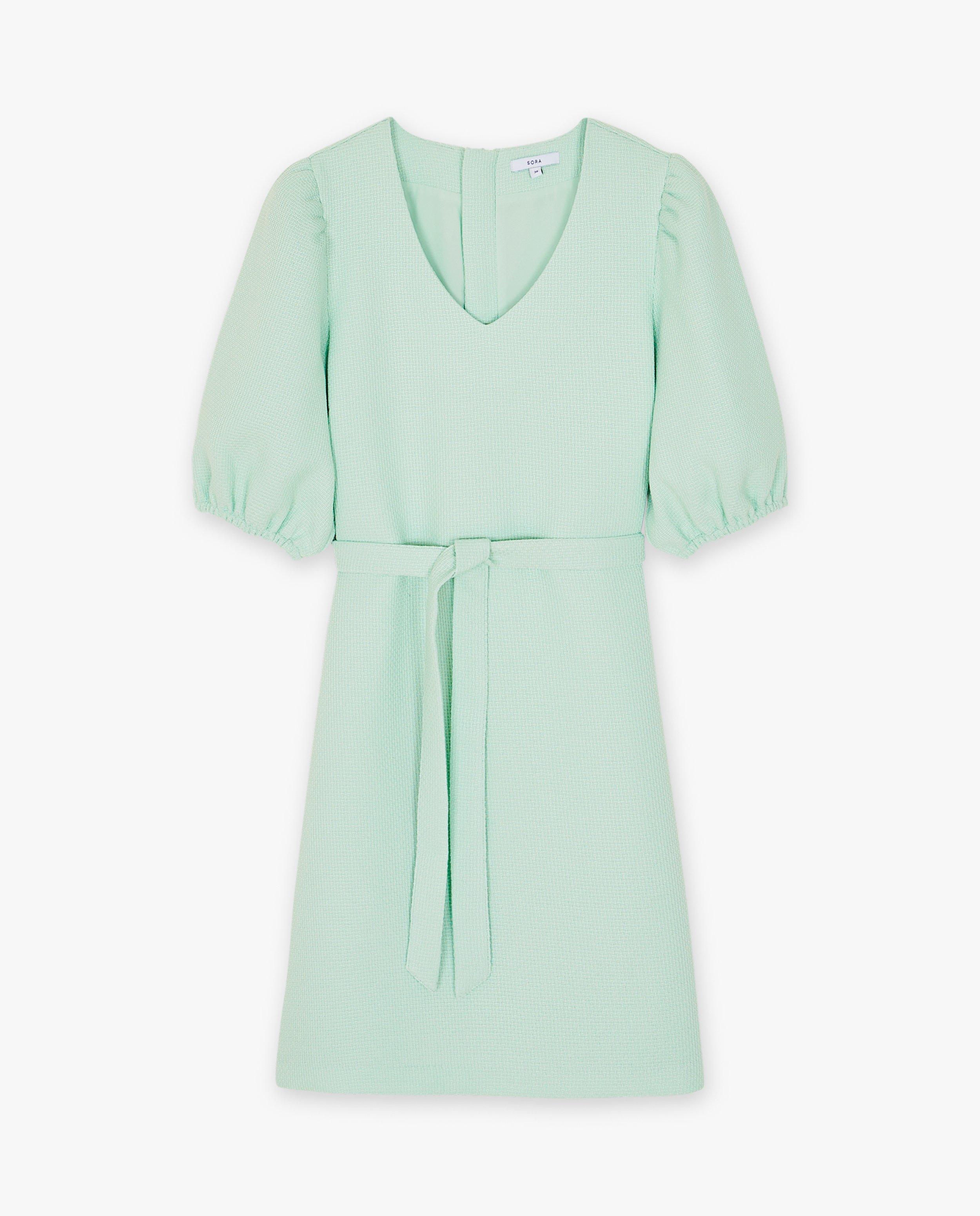 Robes - Robe vert pâle en matière structurée