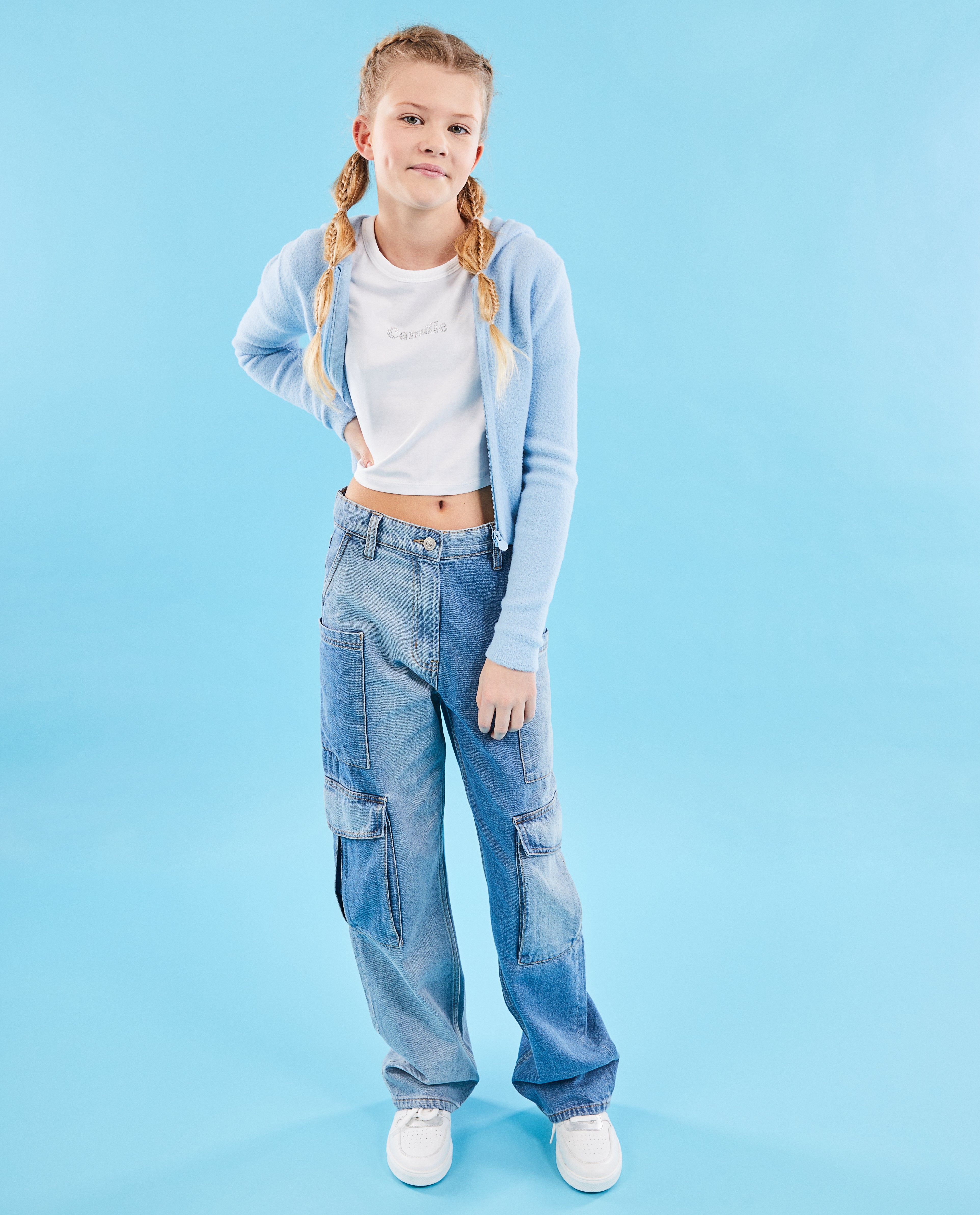 Jeans met color block, straight fit, 6-14 jaar - null - CAMILLE