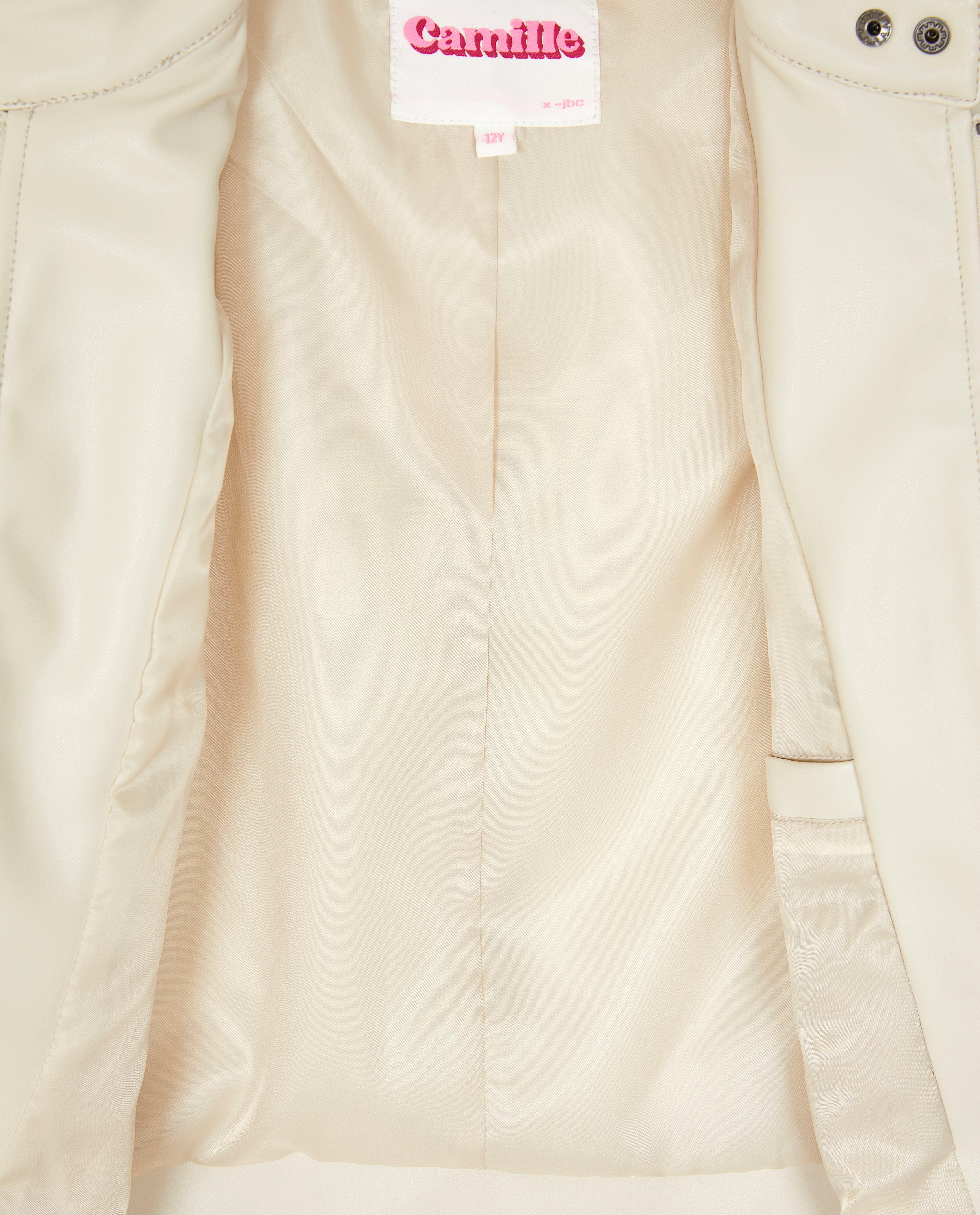 Teddys - Veste de moto beige avec des écussons, 6-14 ans