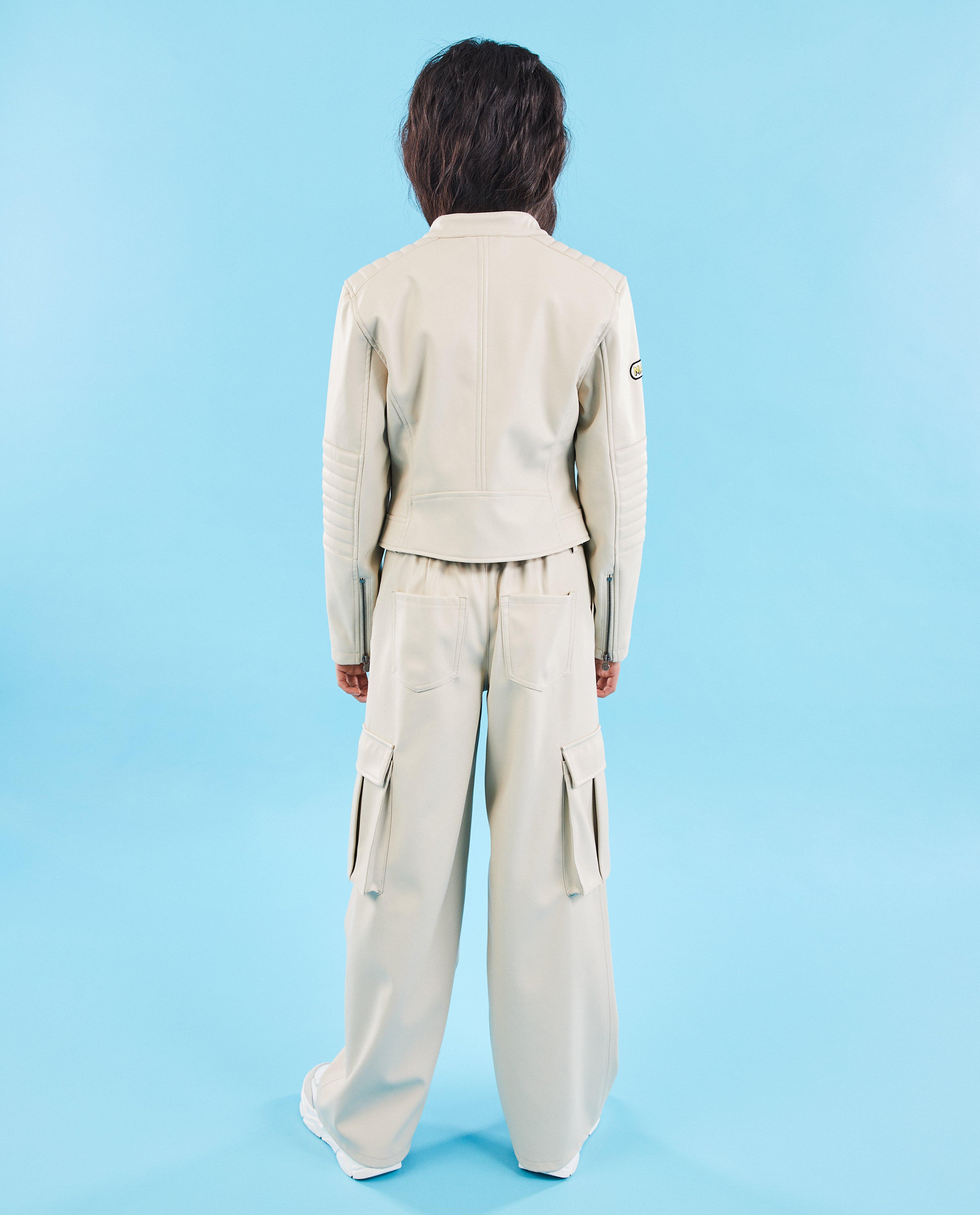 Teddys - Veste de moto beige avec des écussons, 6-14 ans