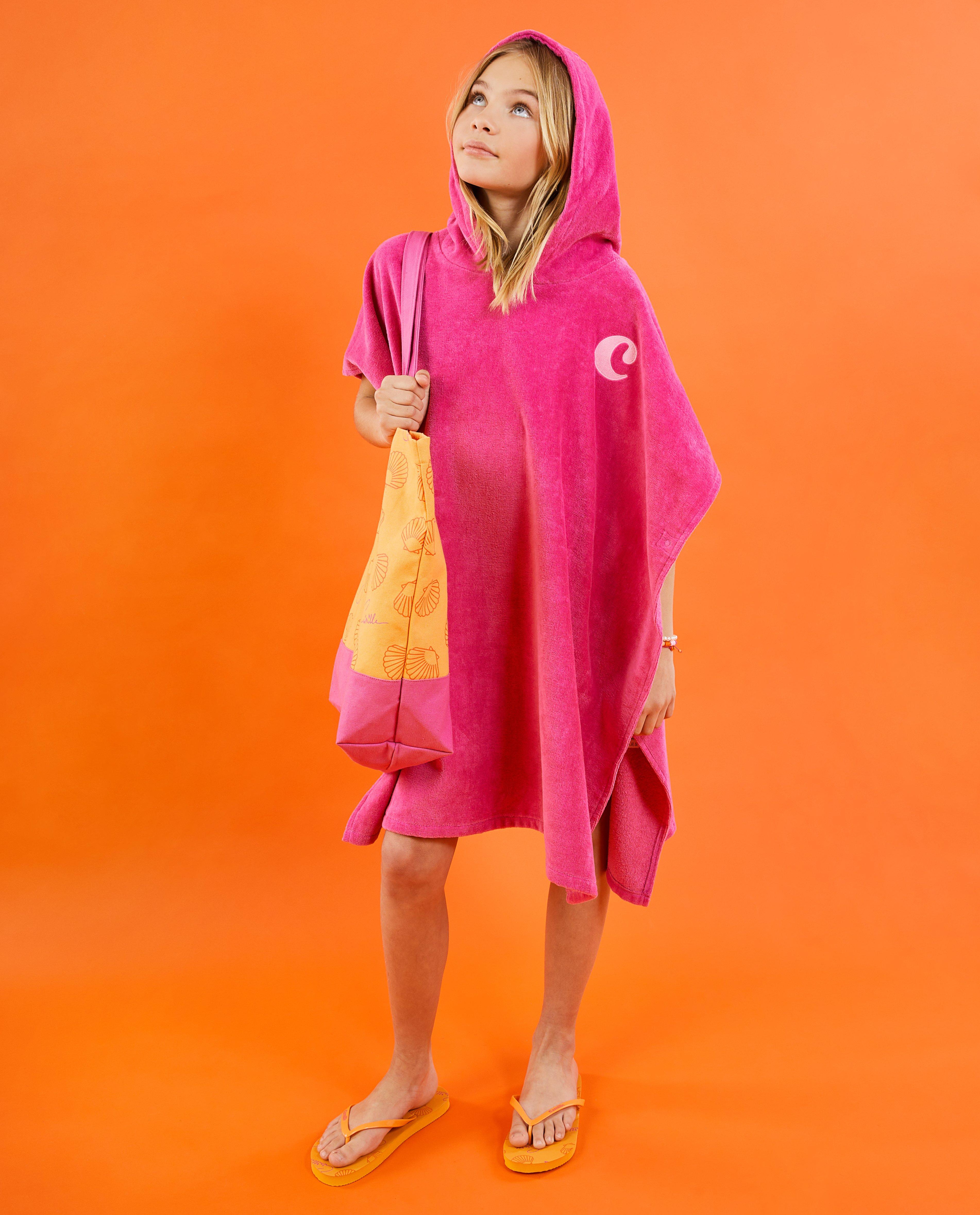 Badponcho met geborduurd opschrift, 6-14 jaar - null - CAMILLE