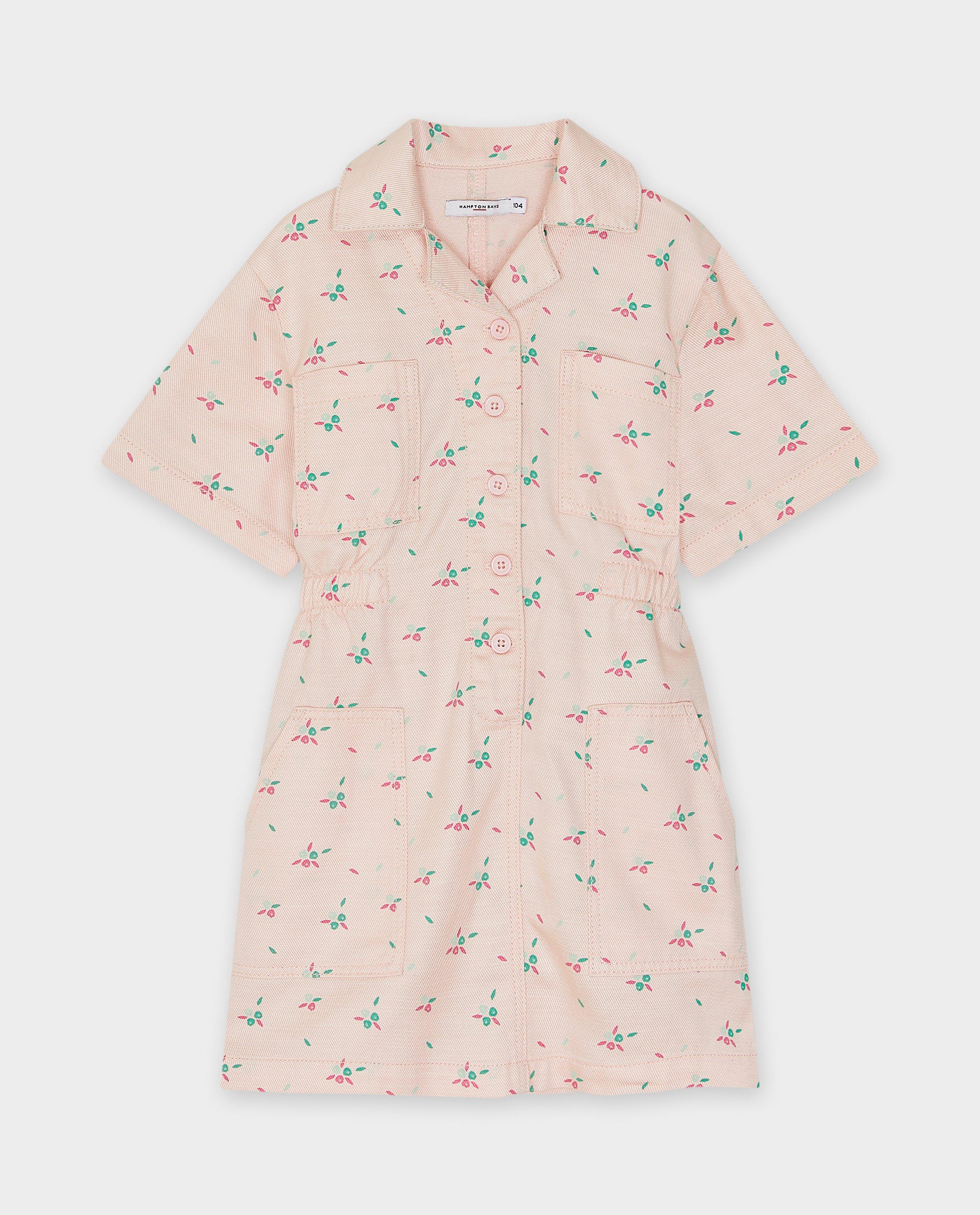 Robes - Robe en jeans rose avec un imprimé