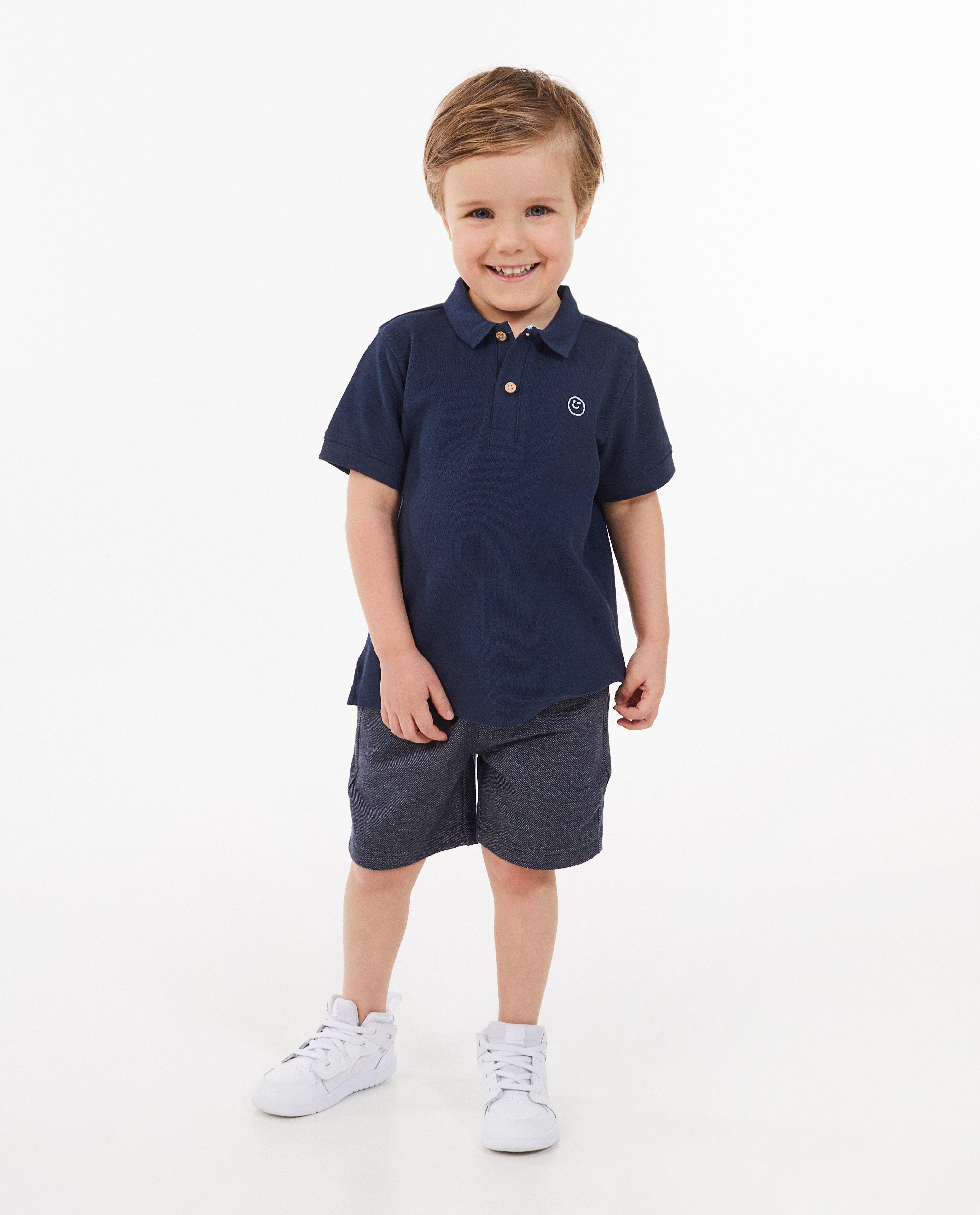 Donkerblauwe gemêleerde short - null - Kidz Nation