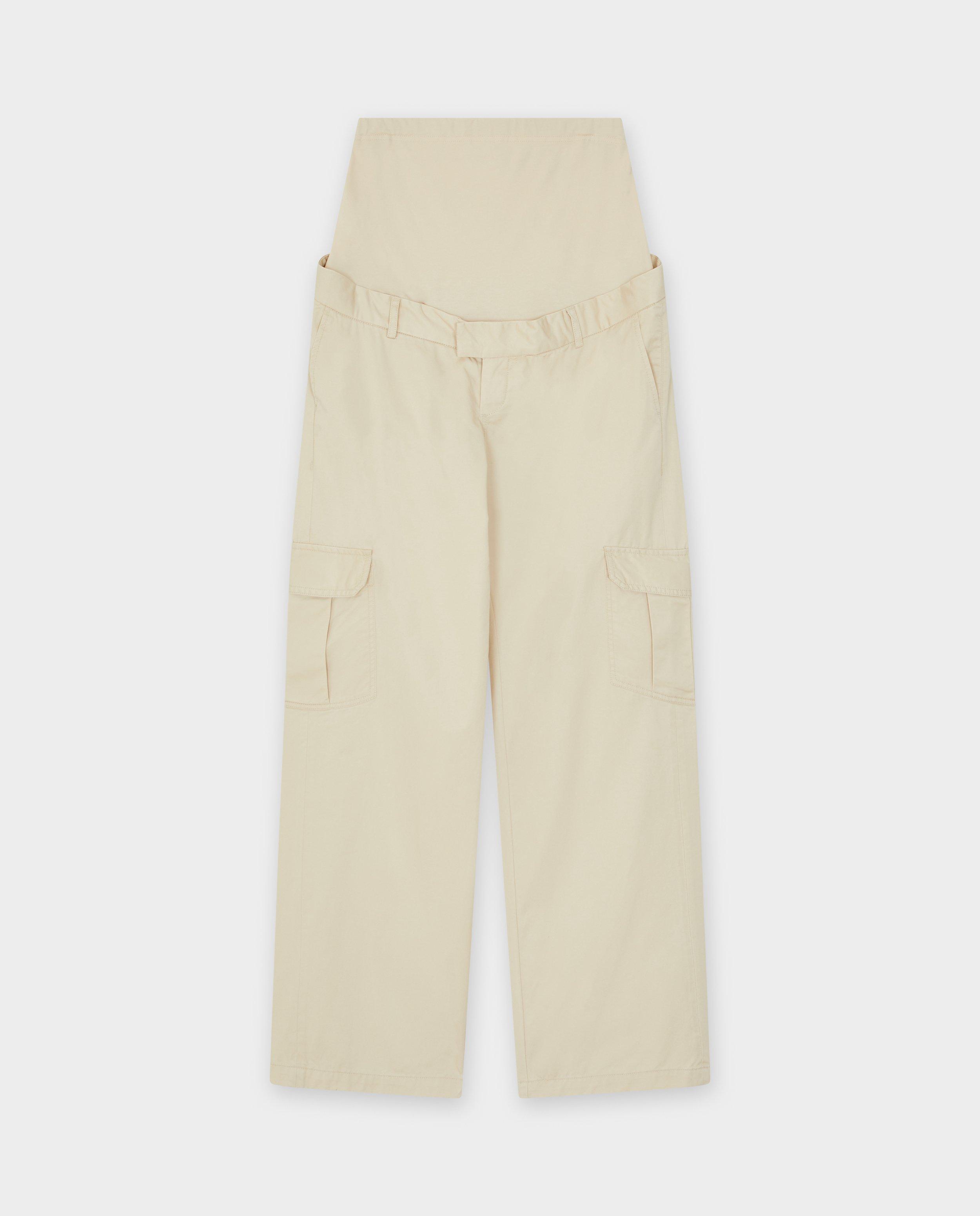 Pantalons - Pantalon de grossesse beige, coupe cargo