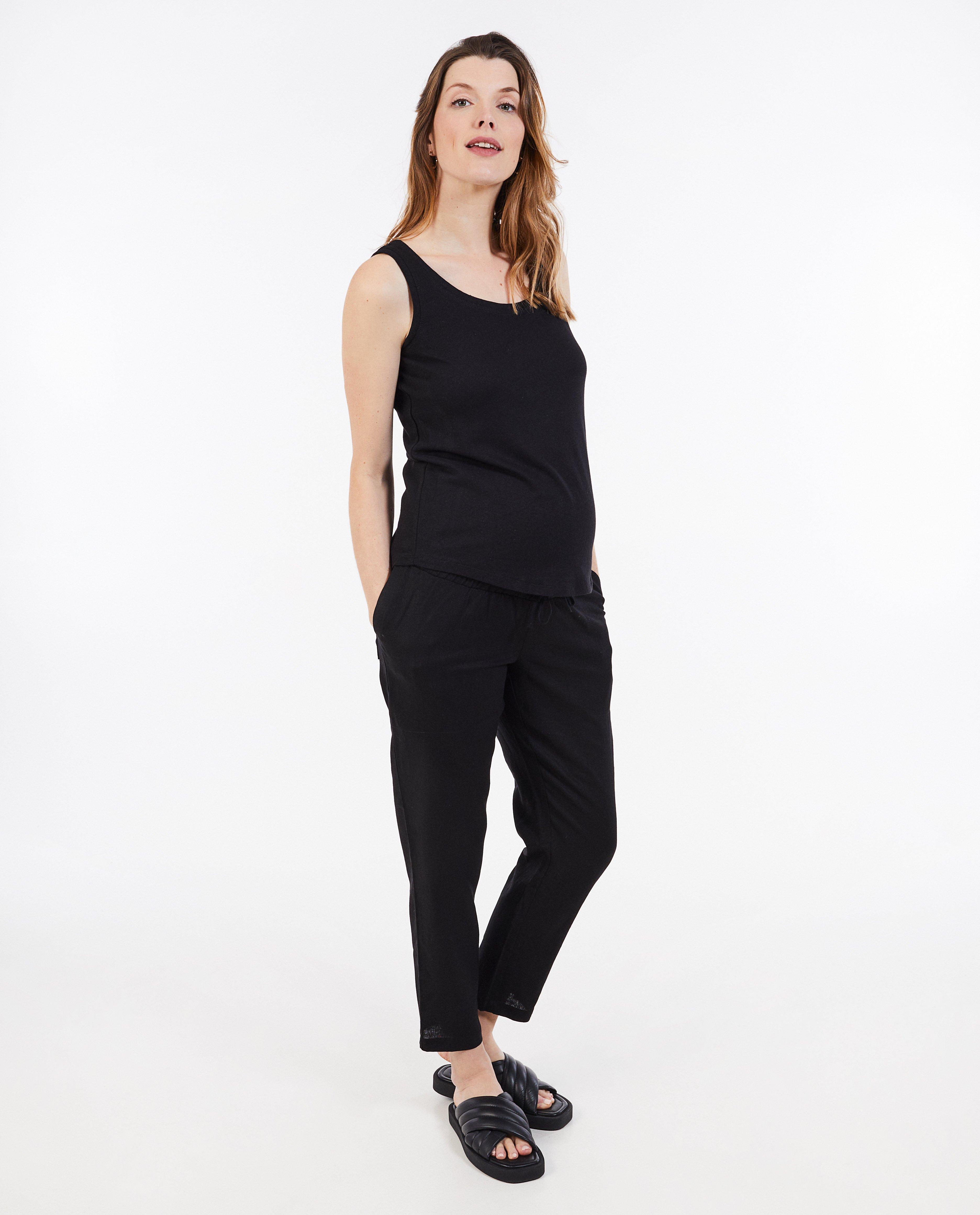 T-shirts - Top de grossesse noir en lin