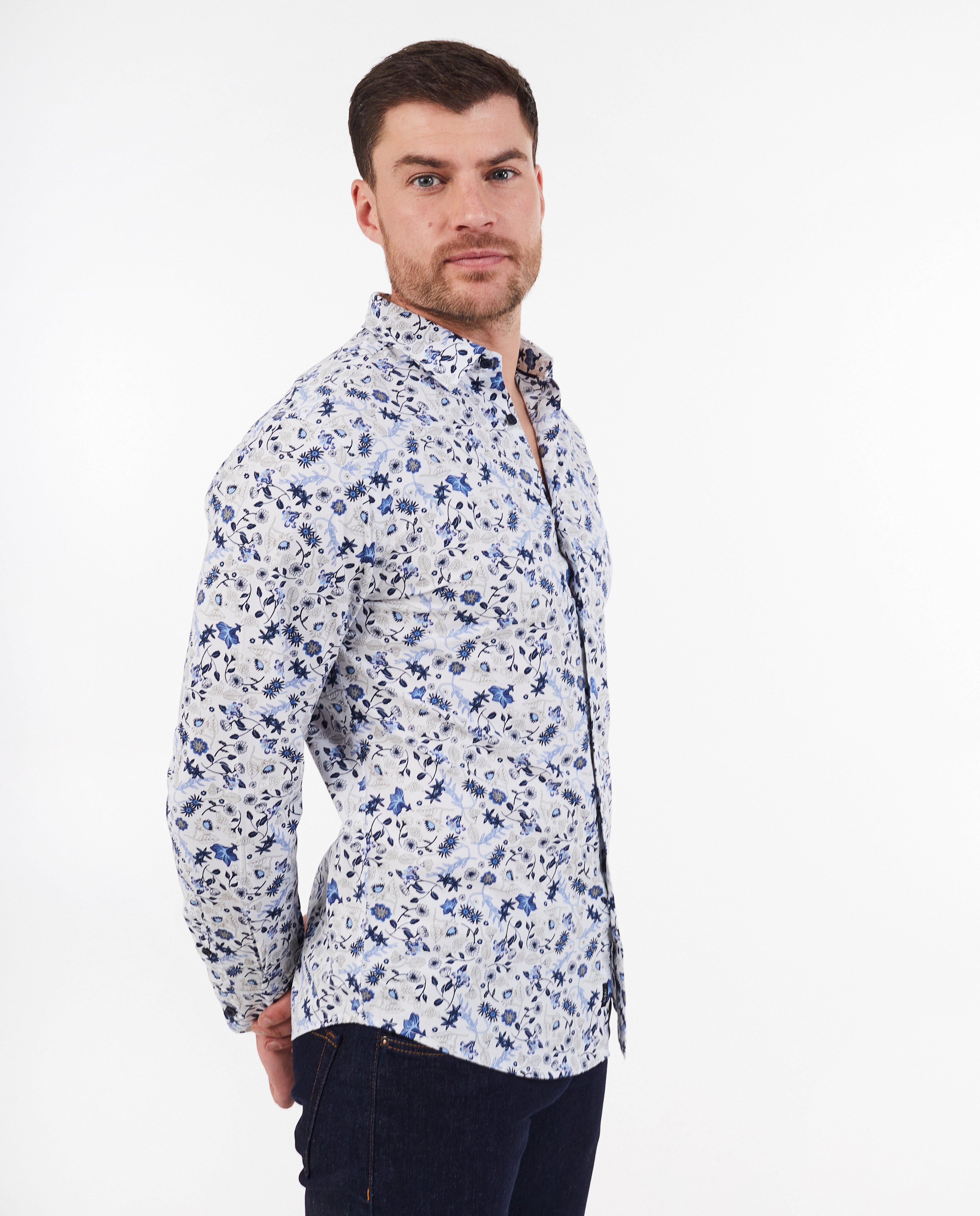 Hemd met bloemenprint, slim fit - null - Iveo
