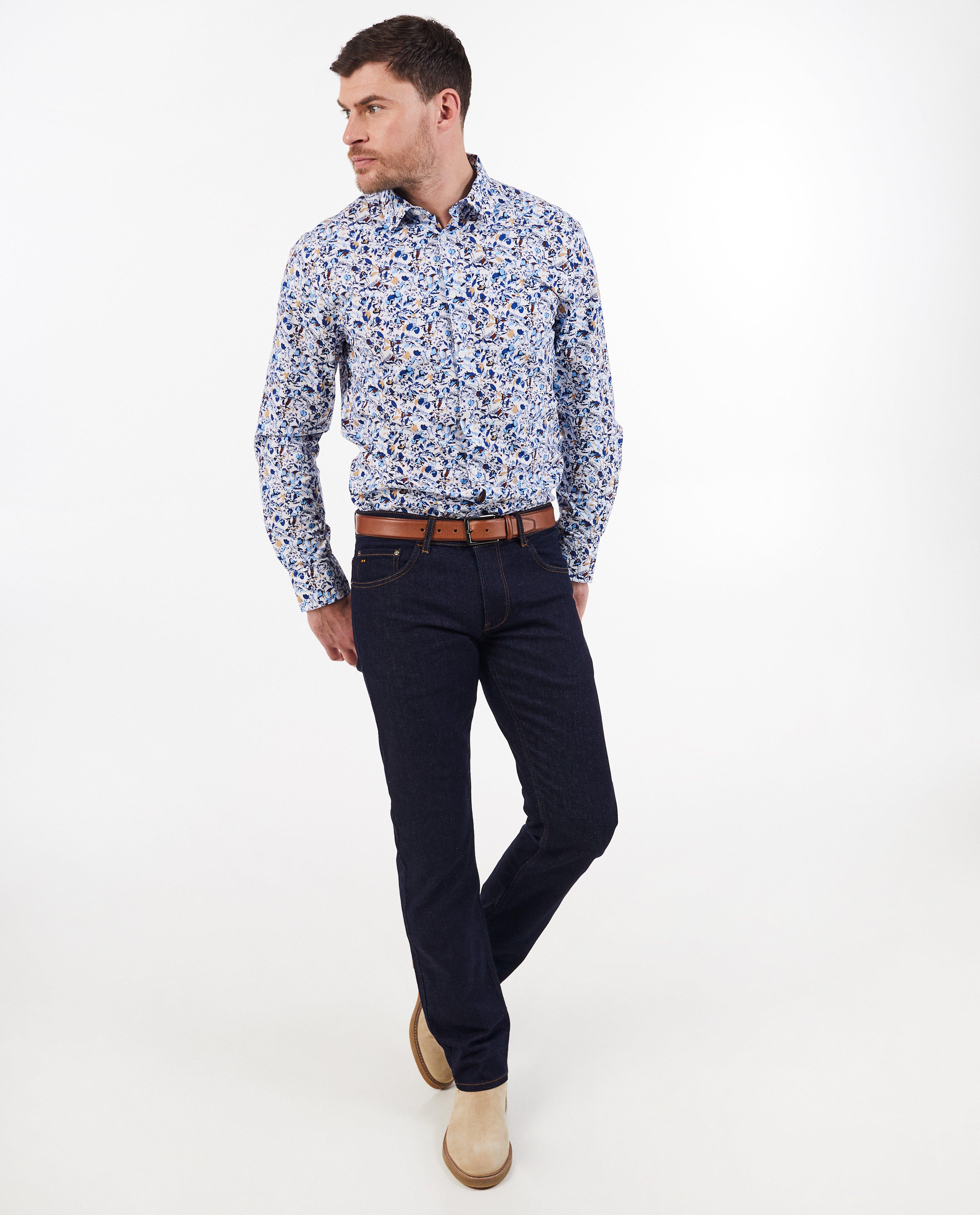 Chemise fleurie, slim fit - D&eacute;tails du produit - bleu vif - image num&eacute;ro 2