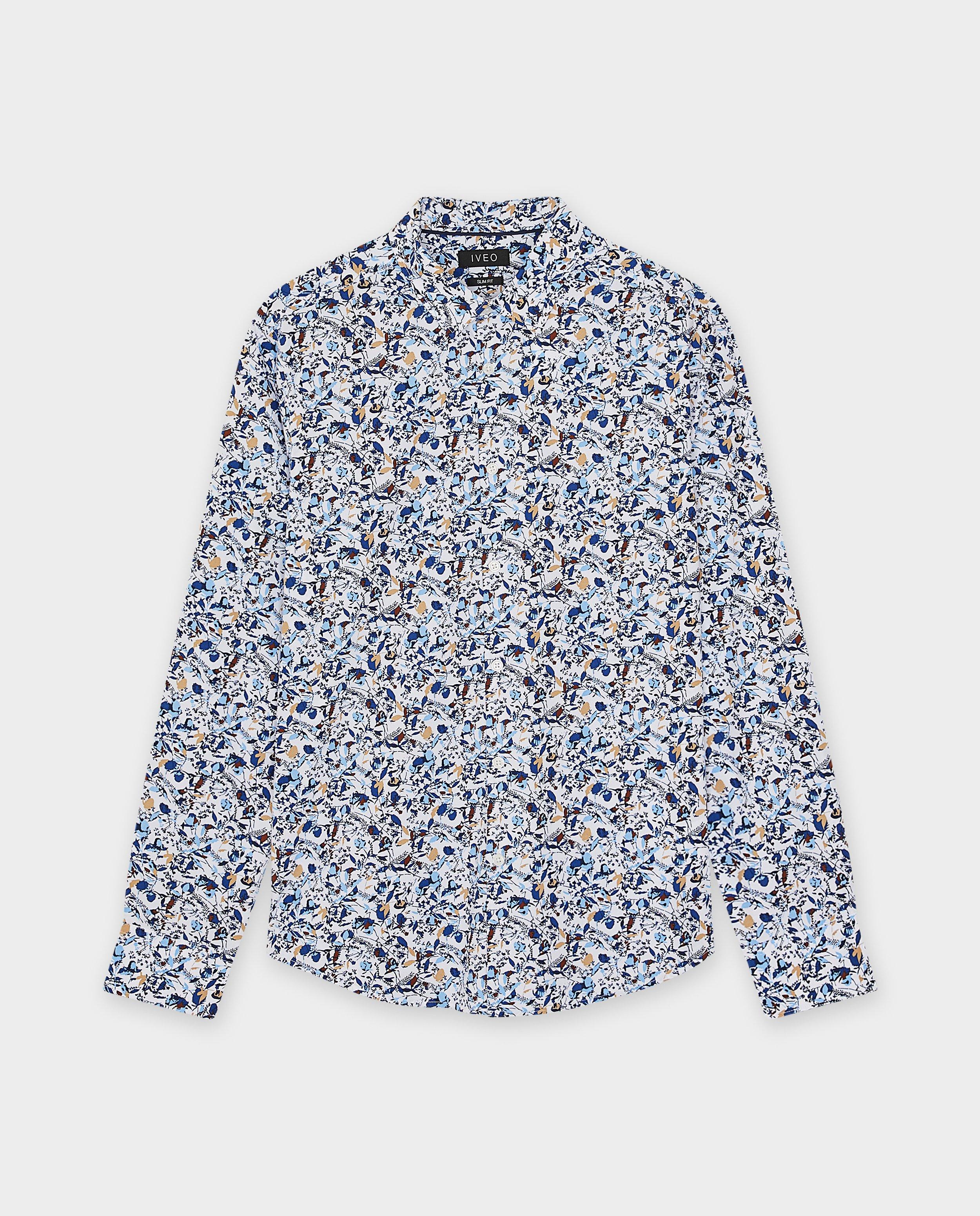 Chemise fleurie, slim fit - D&eacute;tails du produit - bleu vif - image num&eacute;ro 4