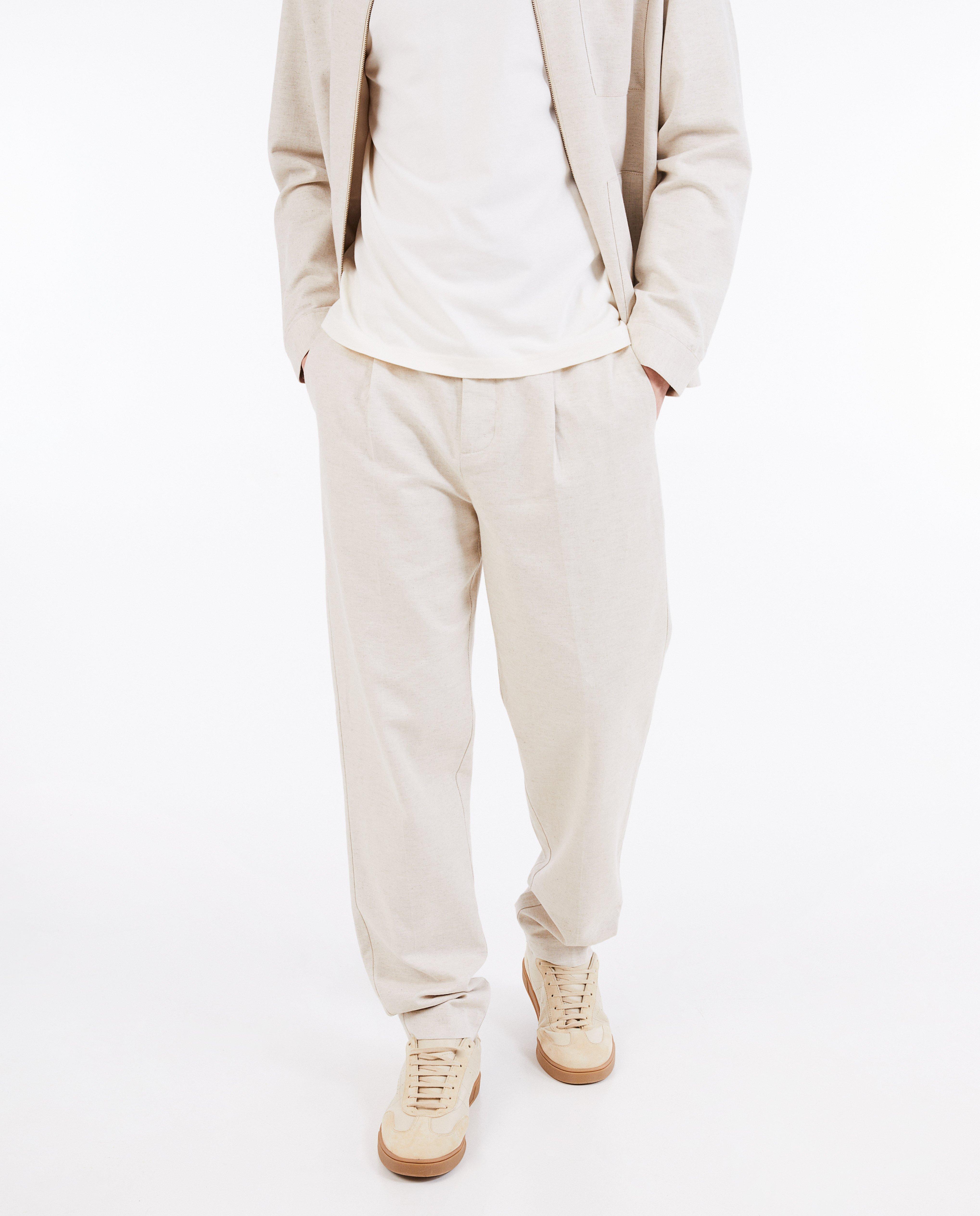 Broeken - Beige broek van linnenmix