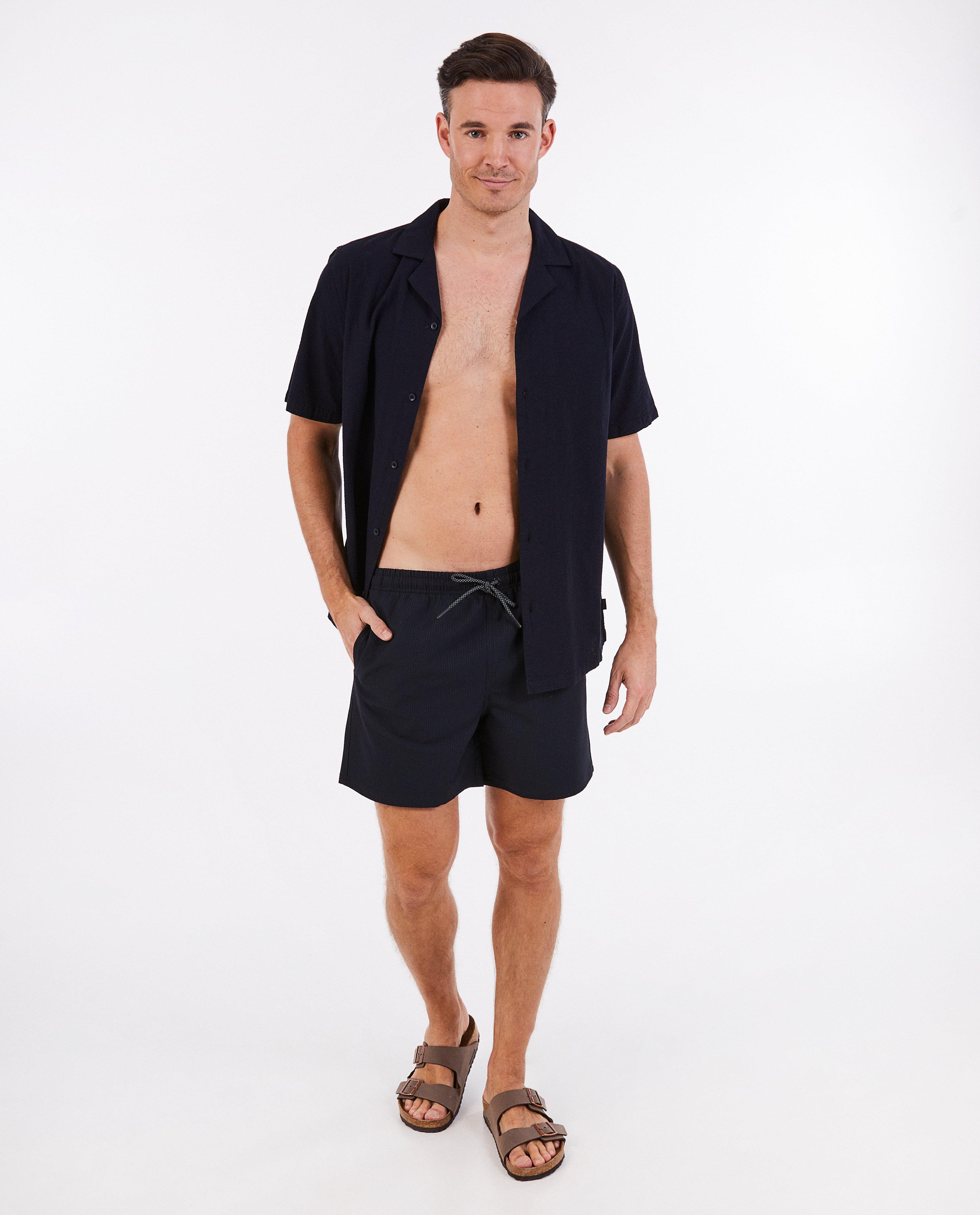 Donkerblauwe zwemshort met structuur - null - Quarterback
