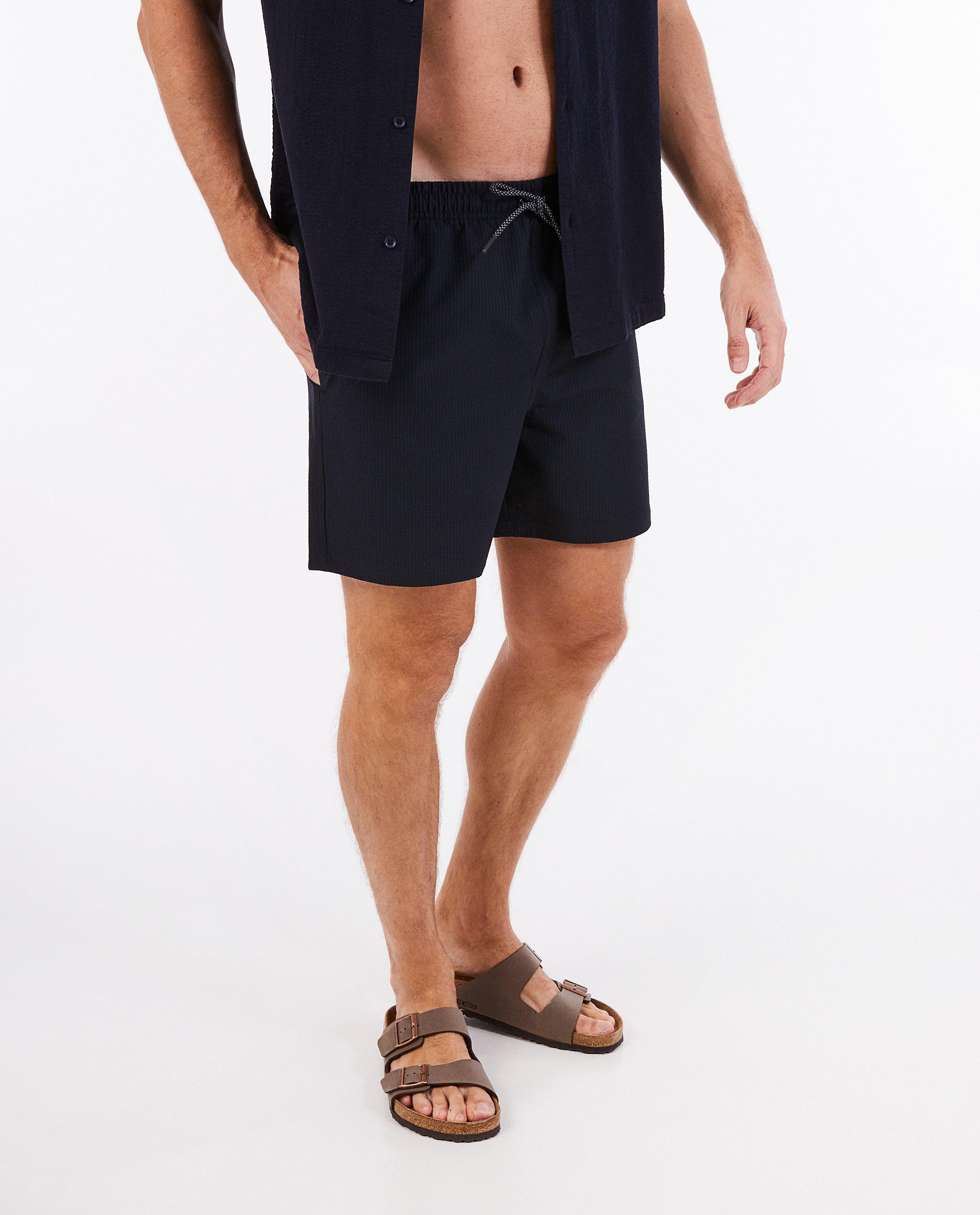 Zwemkleding - Donkerblauwe zwemshort met structuur