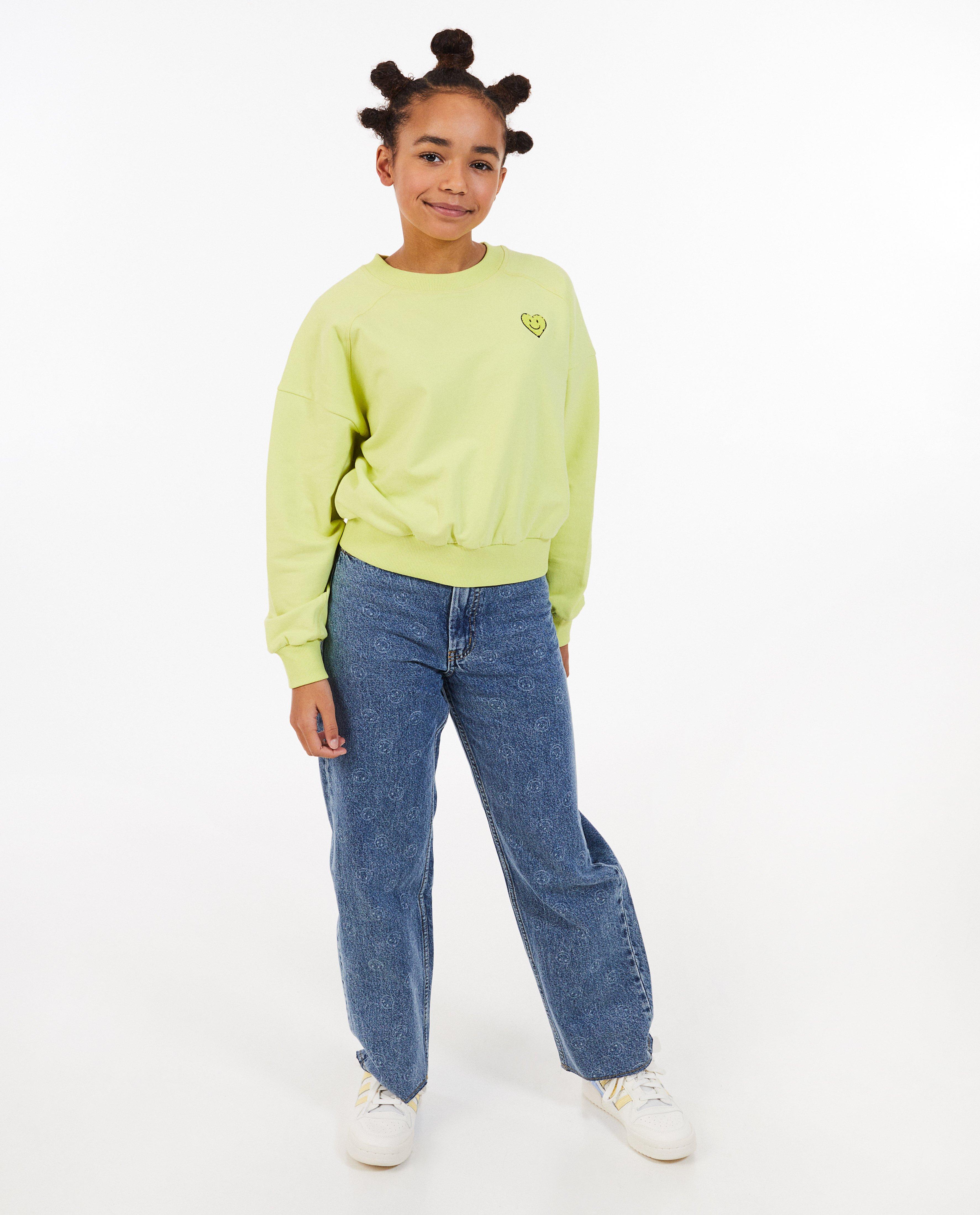 Jeans met smileyprint, straight fit - null - Fish & Chips