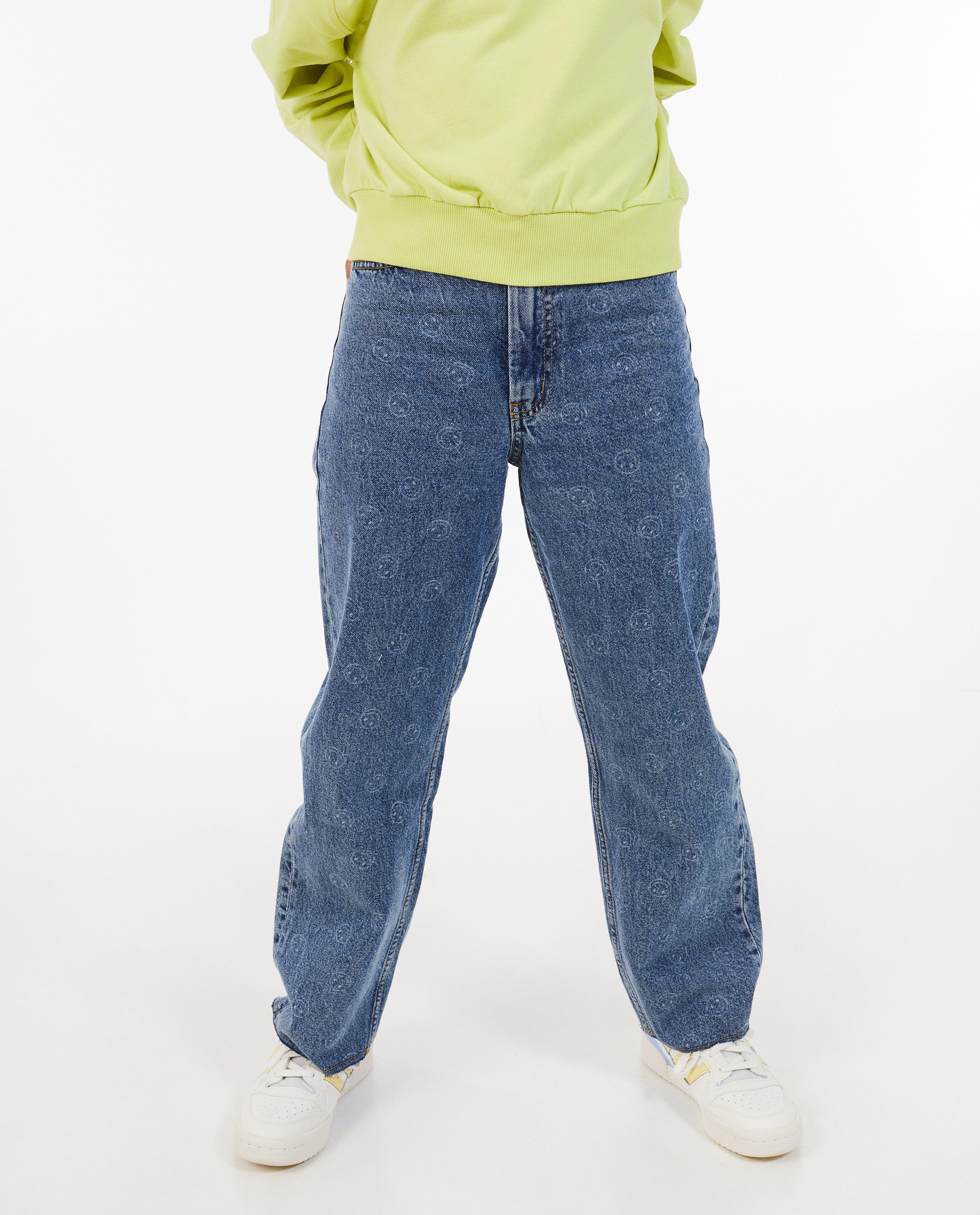 Jeans - Jeans met smileyprint, straight fit