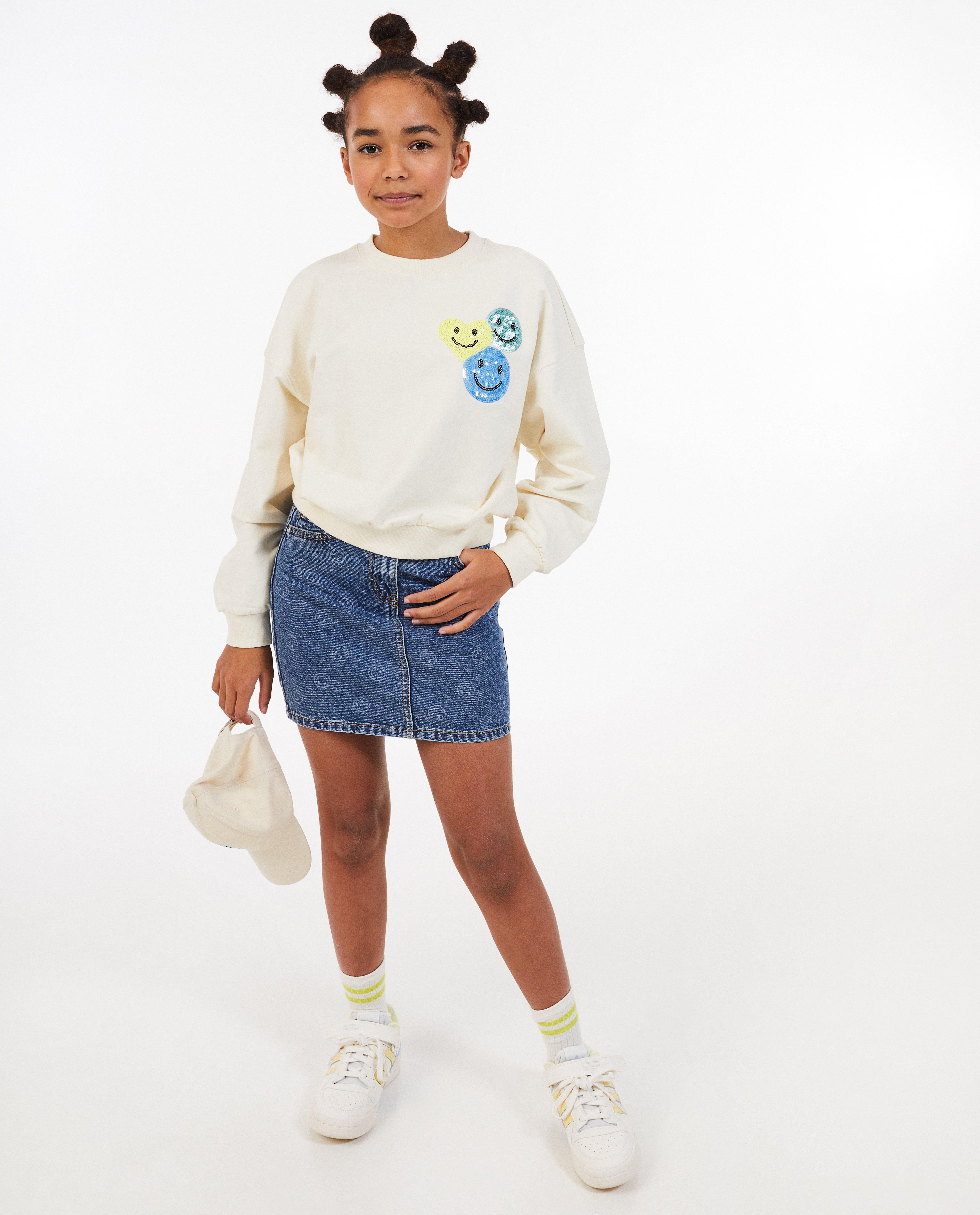 Jeansrok met smileyprint - null - Fish & Chips