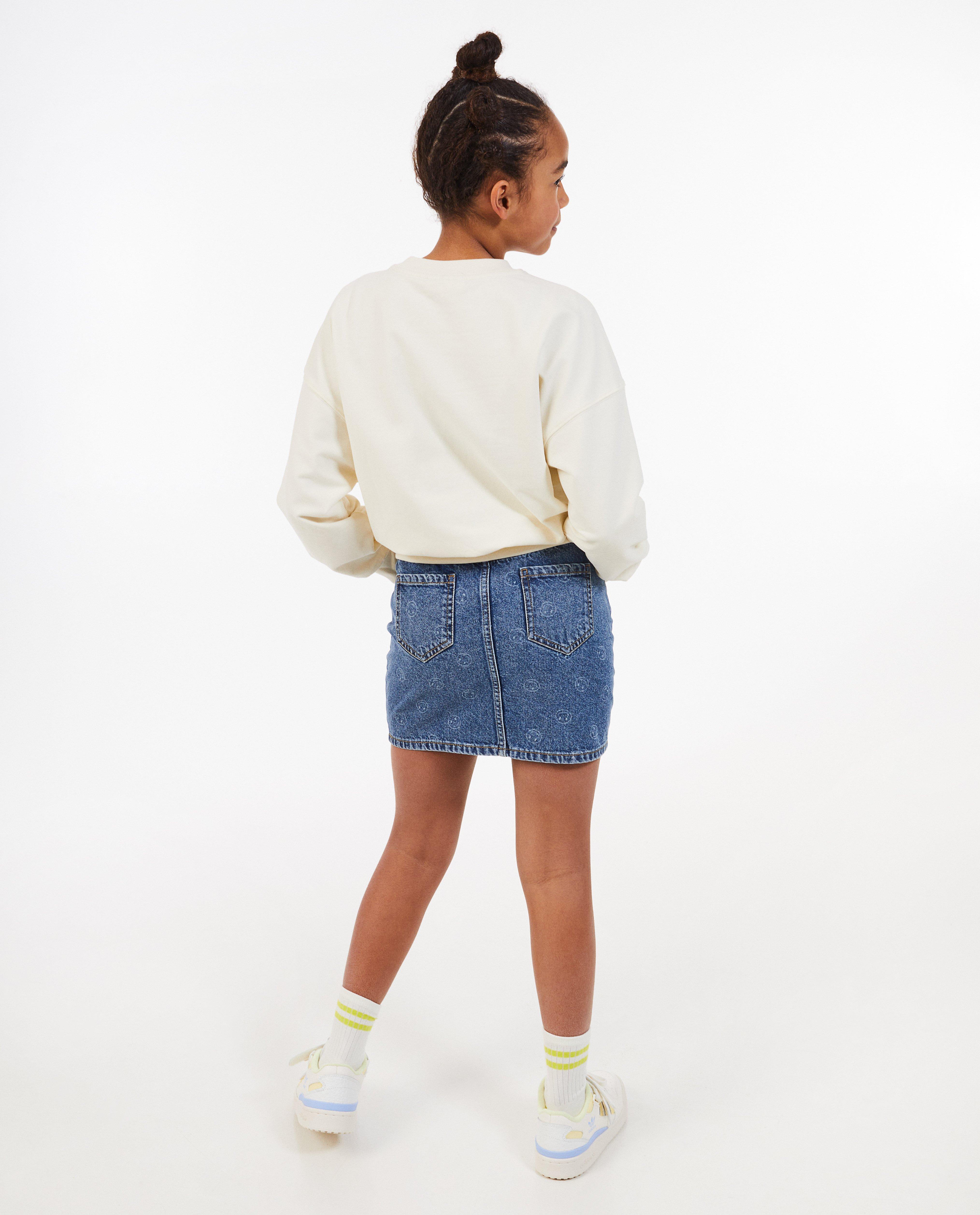 Rokken - Jeansrok met smileyprint
