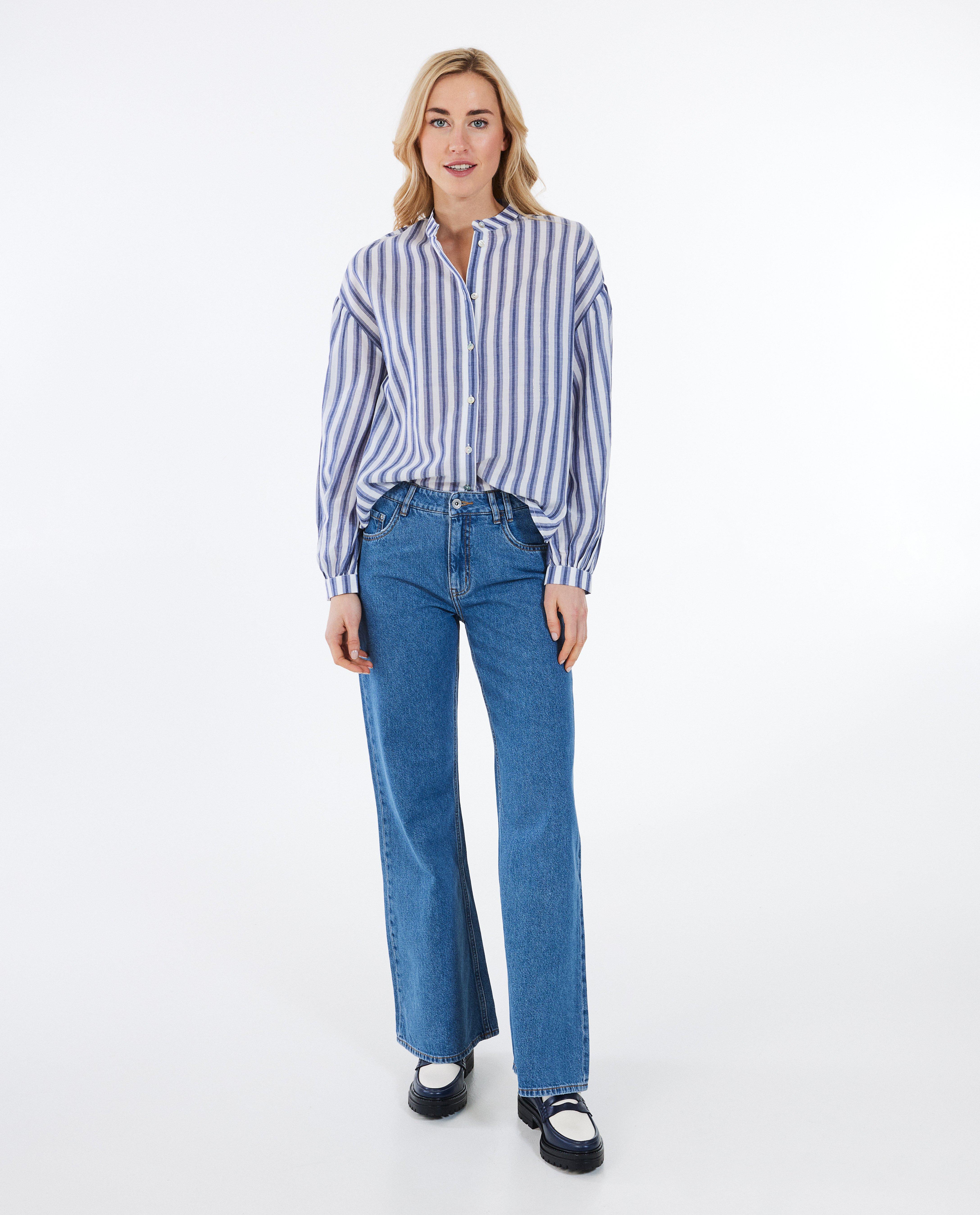 Jeans bleu à pattes d’éléphant - null - Sora