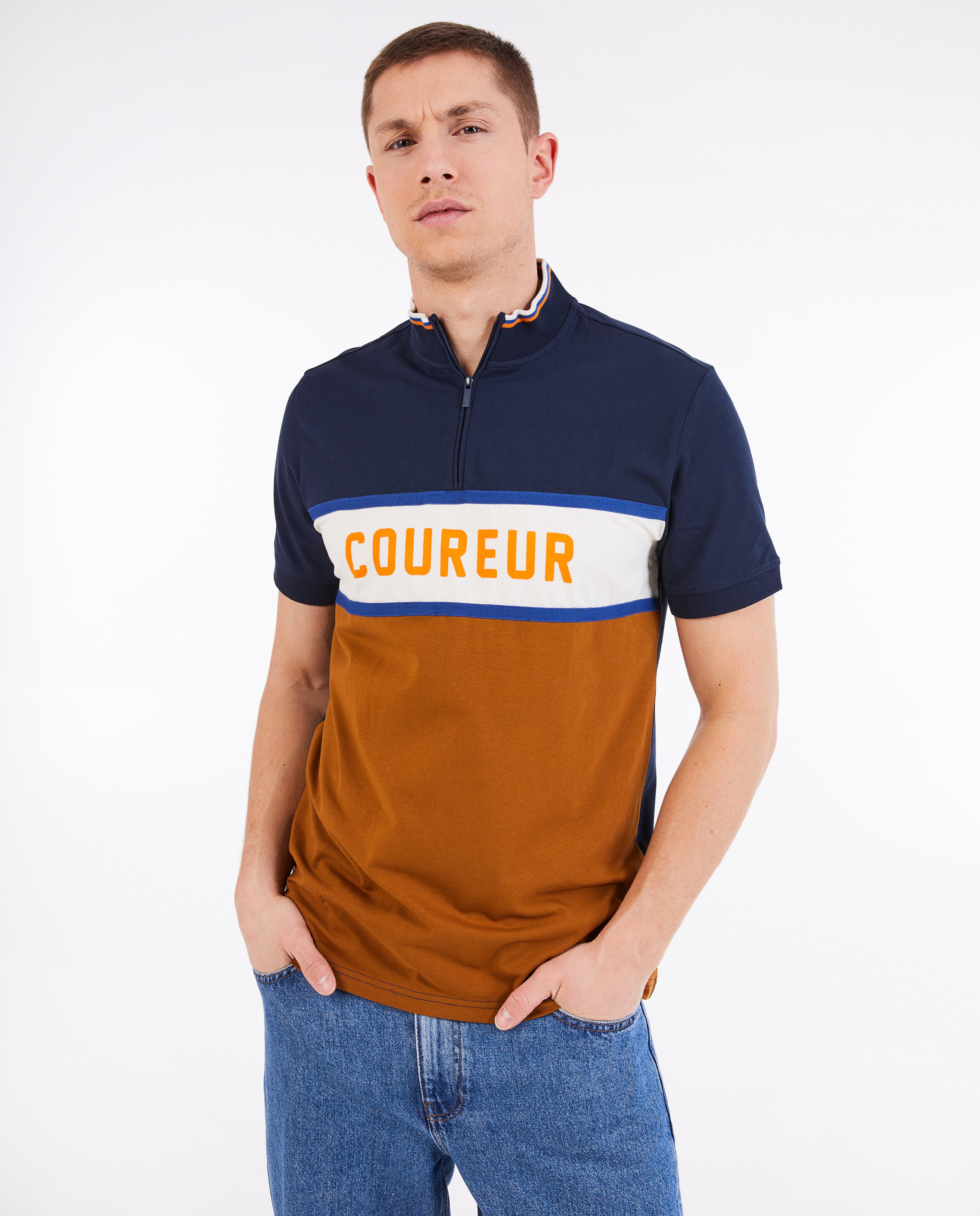 Maillot cycliste &agrave; color block, adultes - D&eacute;tails du produit - bleu fonc&eacute; - image num&eacute;ro 1