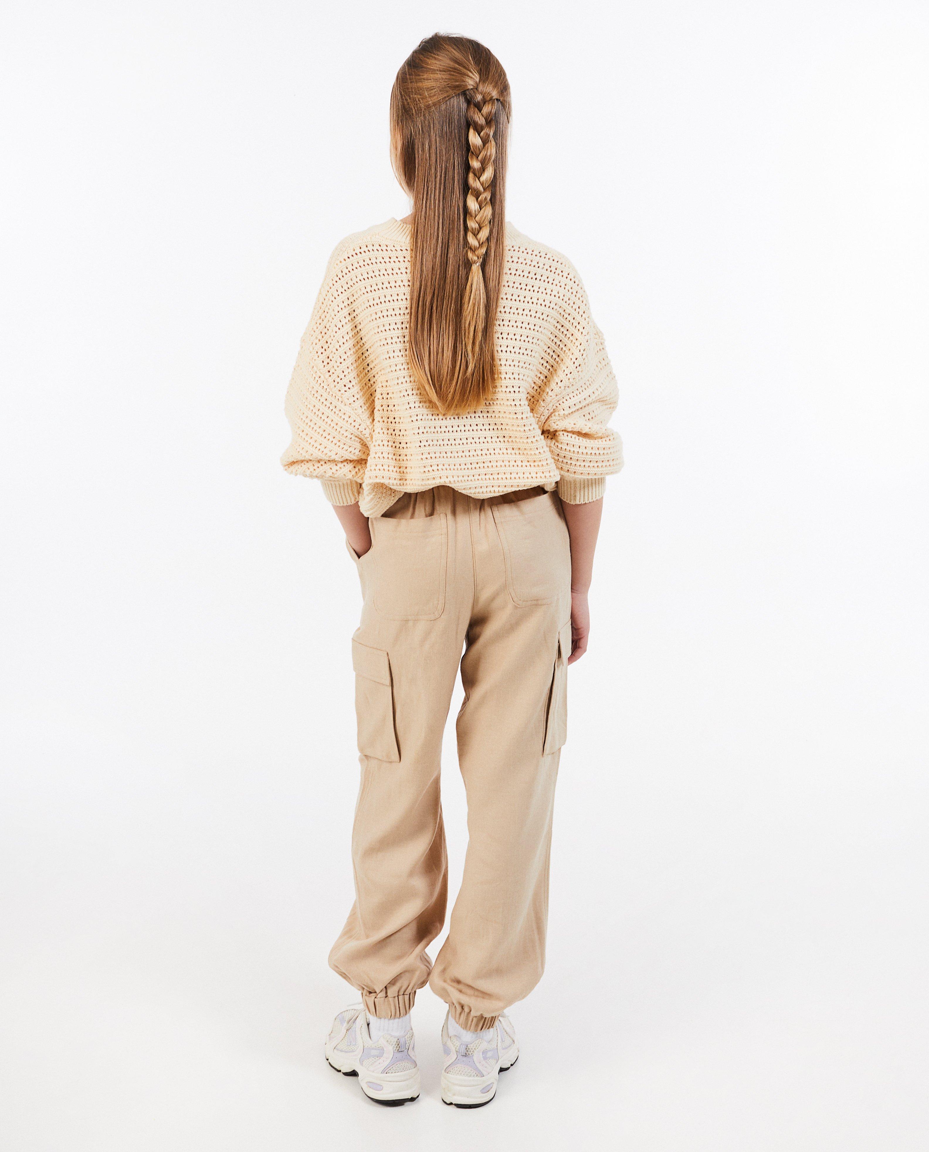 Broeken - Broek van linnenmix, cargo fit