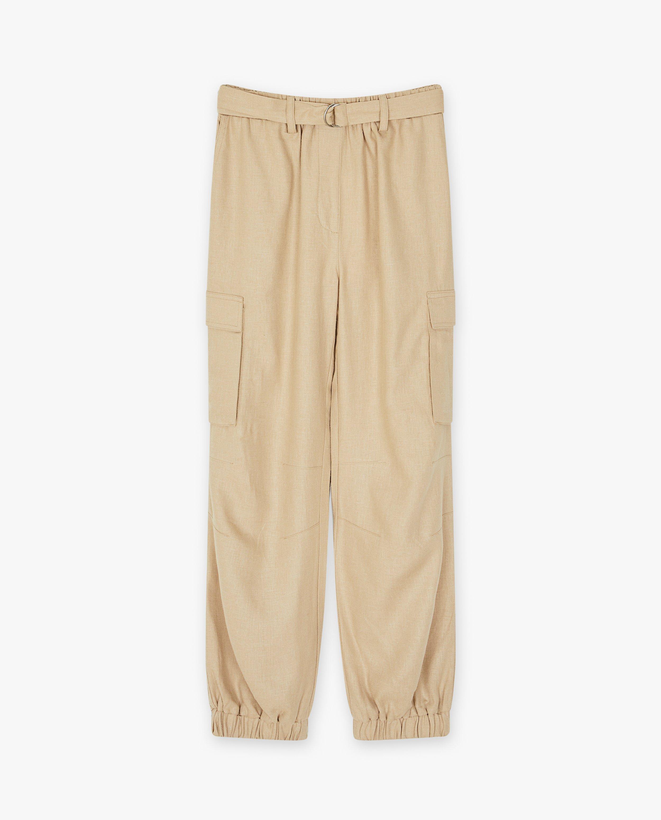 Broeken - Broek van linnenmix, cargo fit