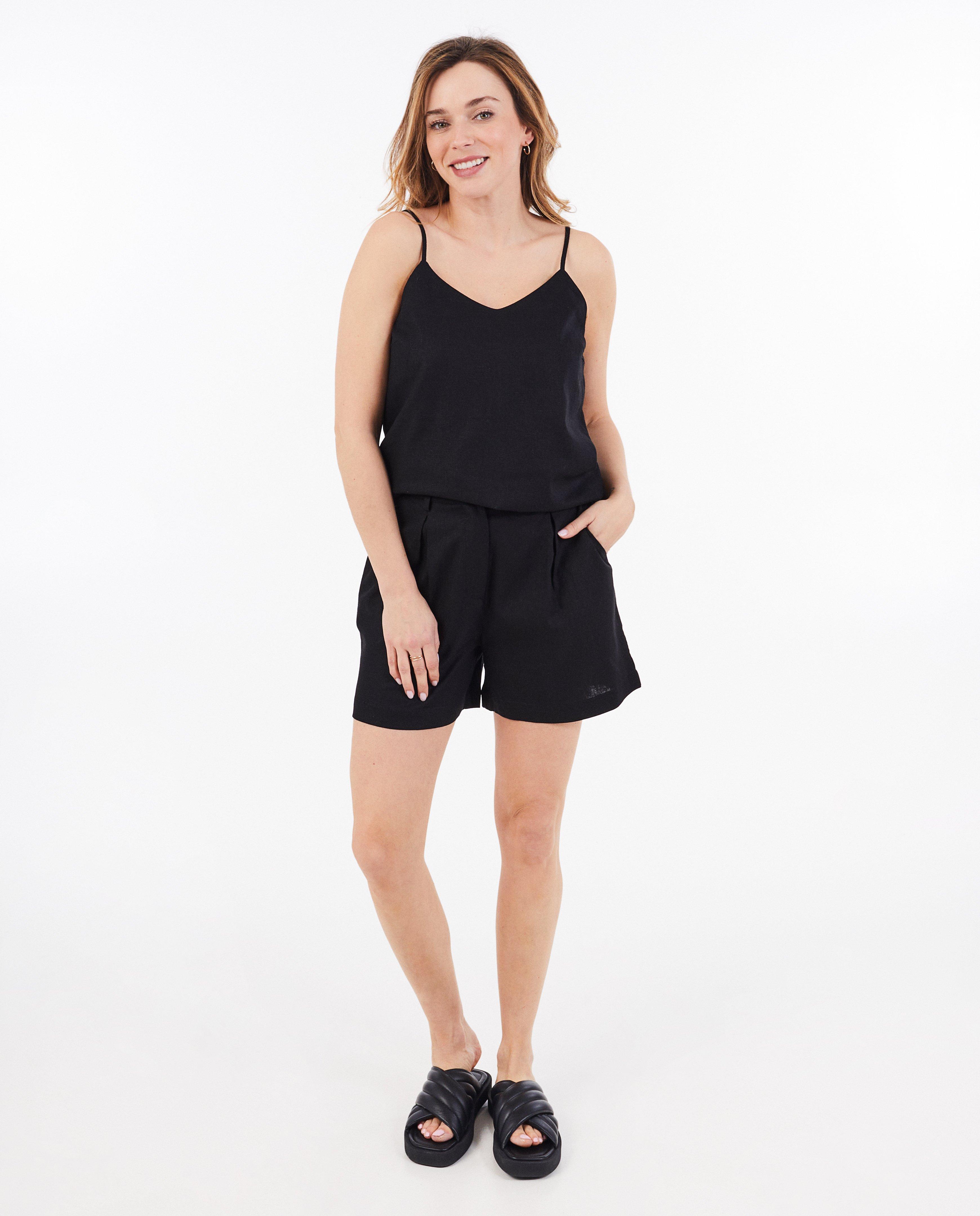 Zwarte short met linnen - null - Sora