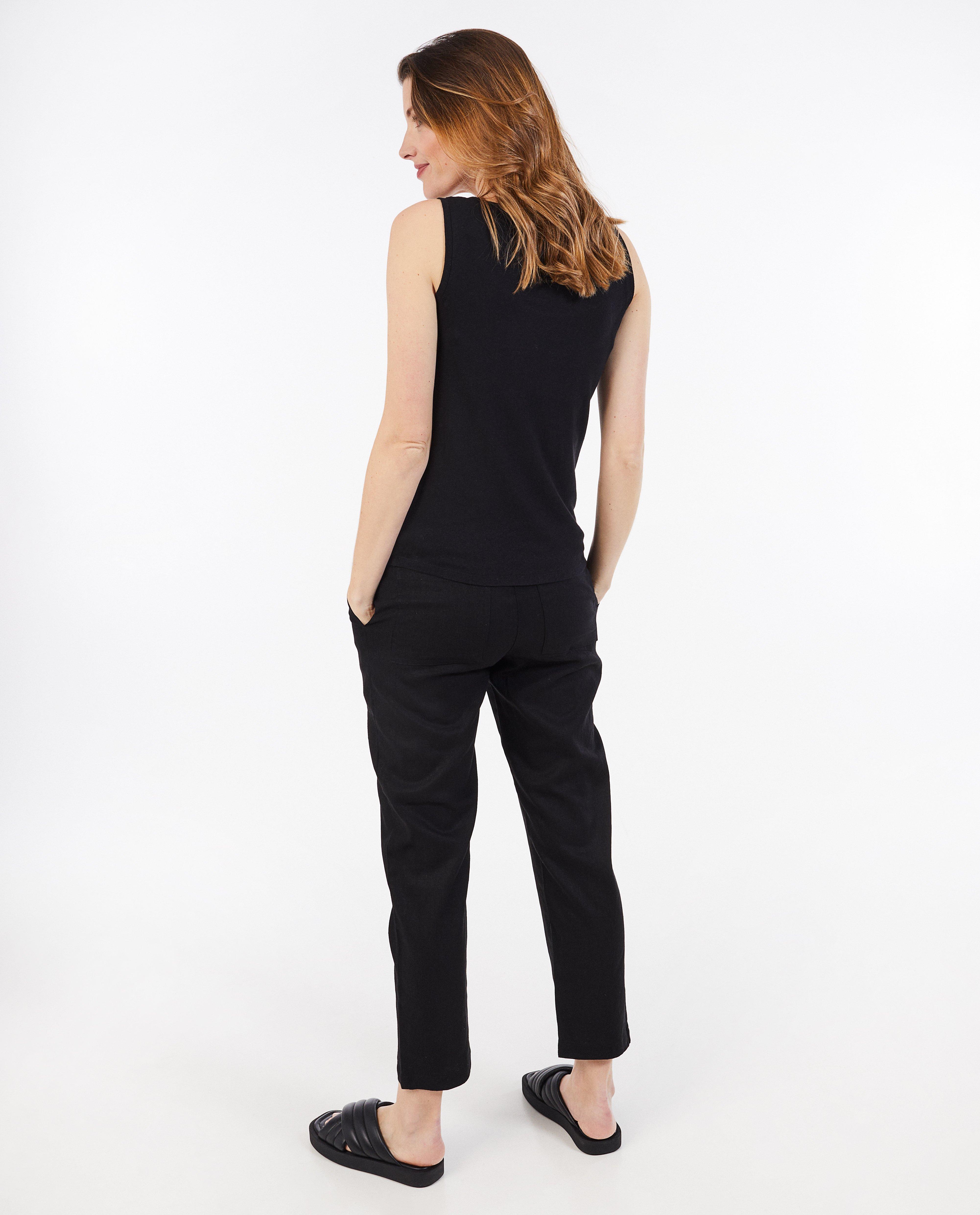 Broeken - Zwarte zwangerschapsbroek met linnen