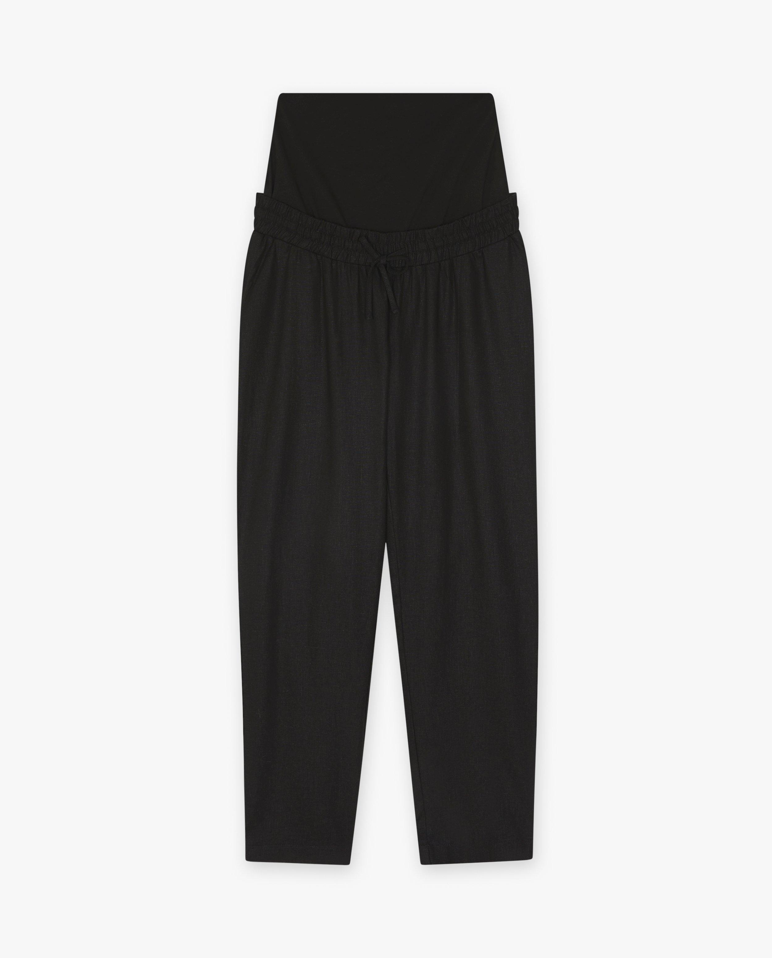 Broeken - Zwarte zwangerschapsbroek met linnen