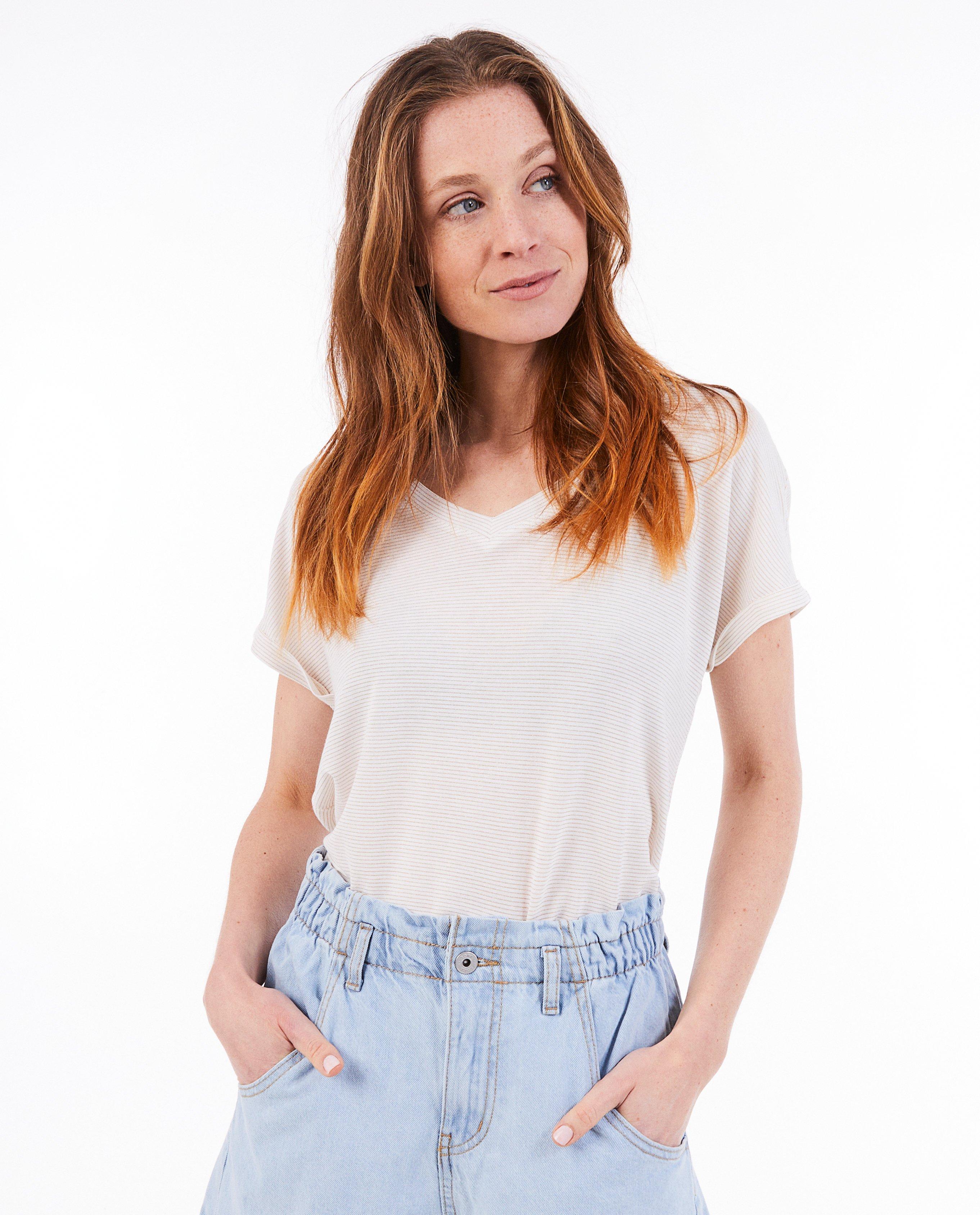 T-shirt met fijne strepen - null - Sora